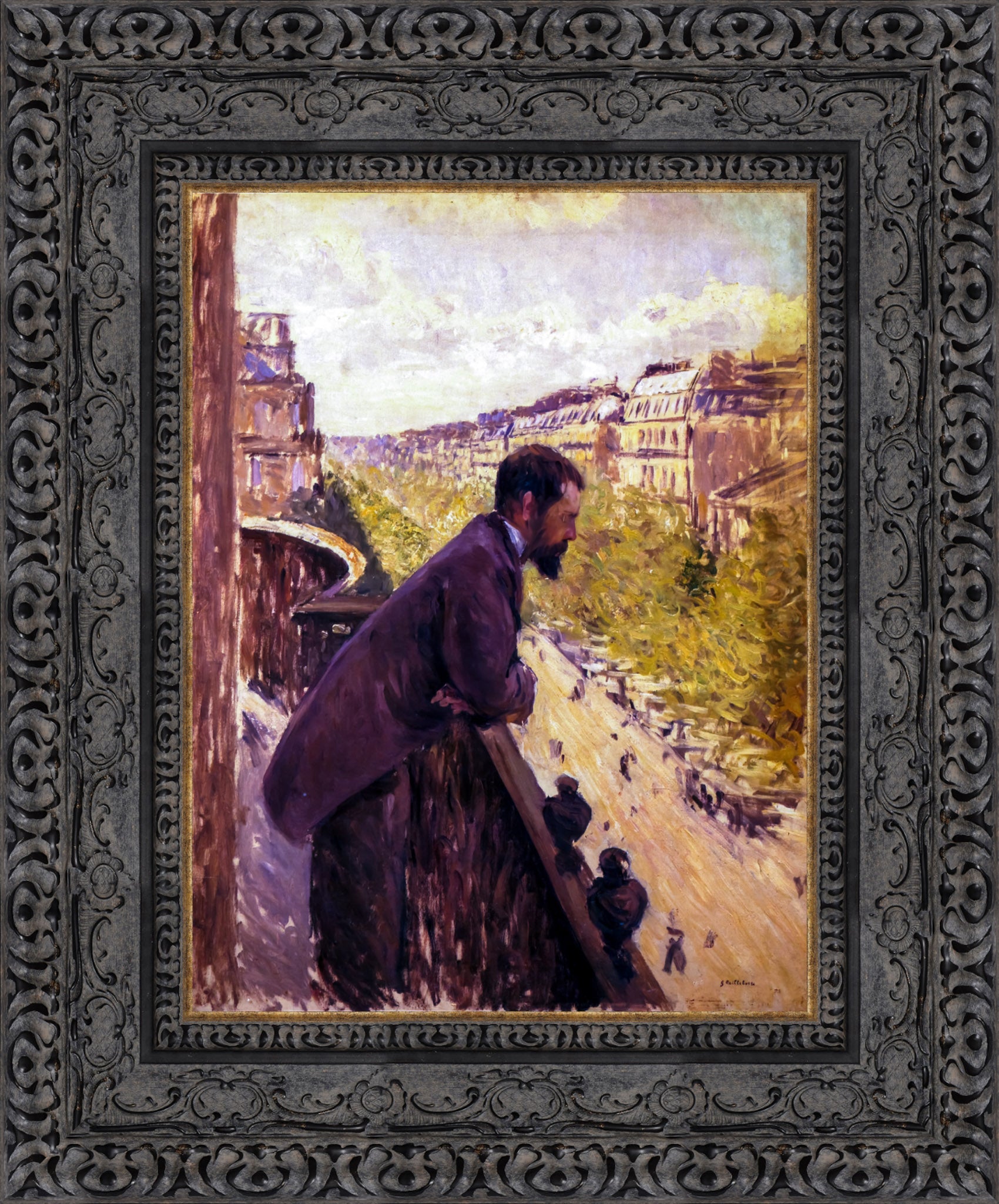 Man on a Balcony by Gustave Caillebotte — Framed Giclee Canvas Print | Canvas Classics