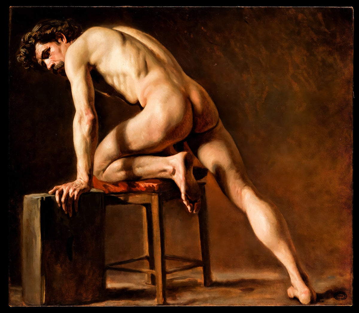 Study of a Nude Man – Gustave Courbet, 1840, framed