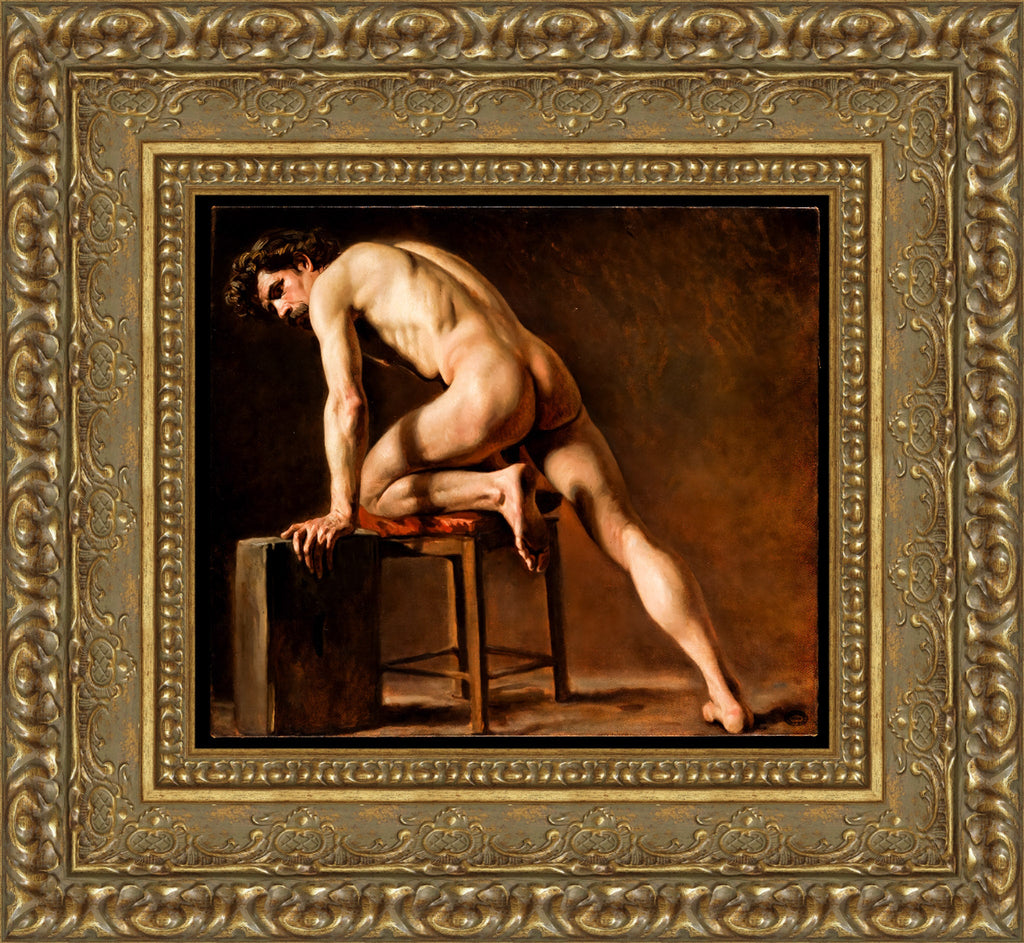 Study of a Nude Man by Gustave Courbet — Framed Giclee Canvas Print | Canvas Classics