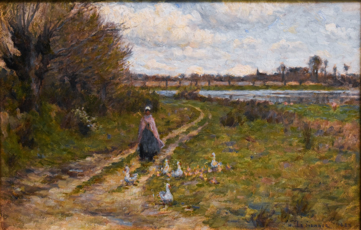 Landscape With Goose Girl – Henri Le Sidaner, 1893, framed