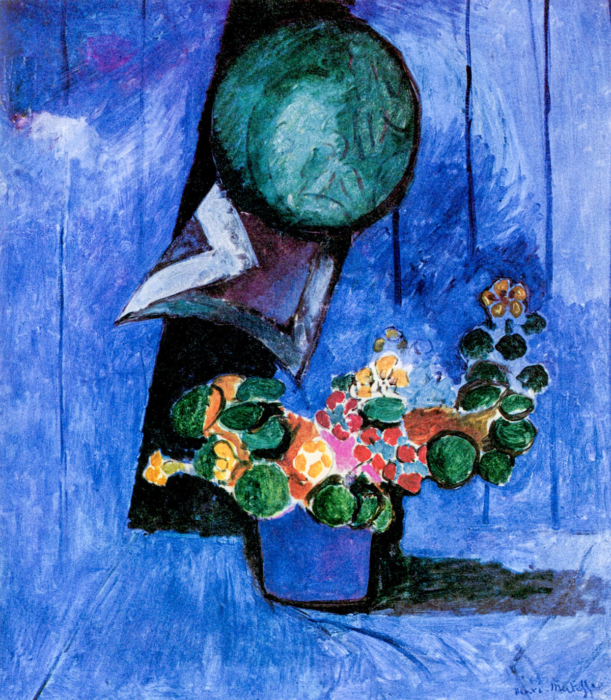 Flowers and Ceramic Plate (Fleurs et plat en céramique) – Henri Matisse, 1913, framed