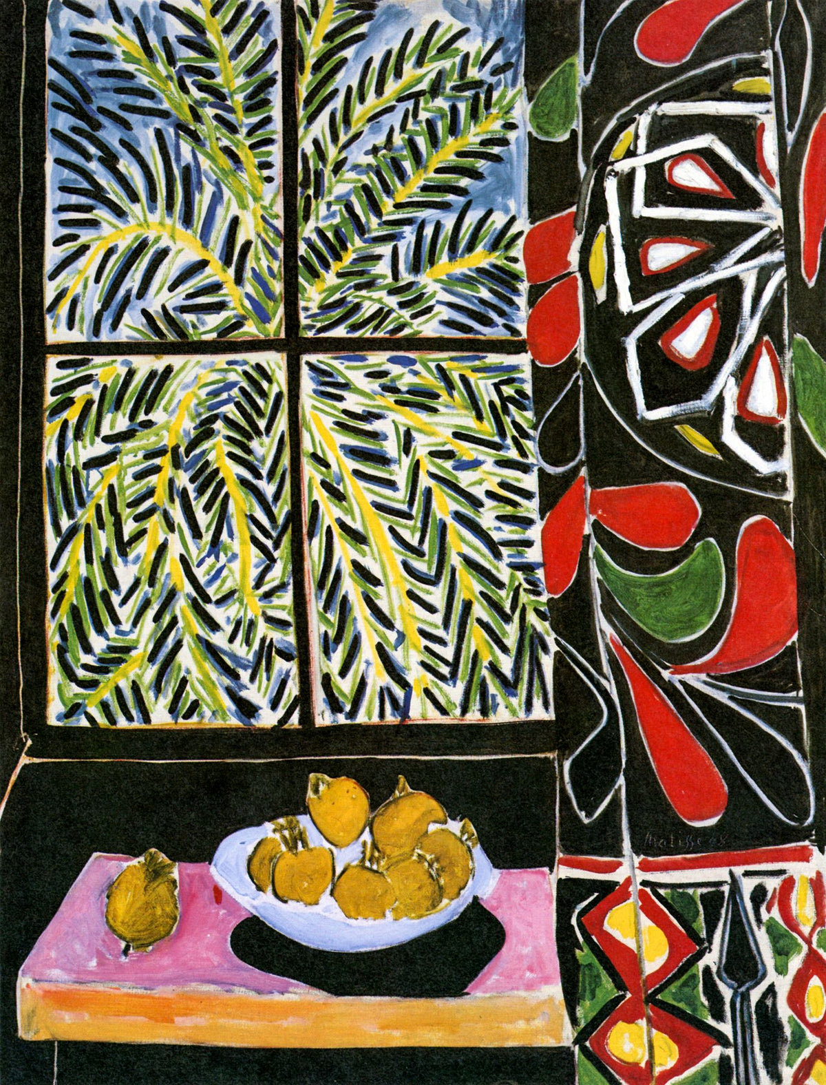 Interior with Egyptian Curtain (Intérieur aux rideaux égyptiens) – Henri Matisse, 1948, framed
