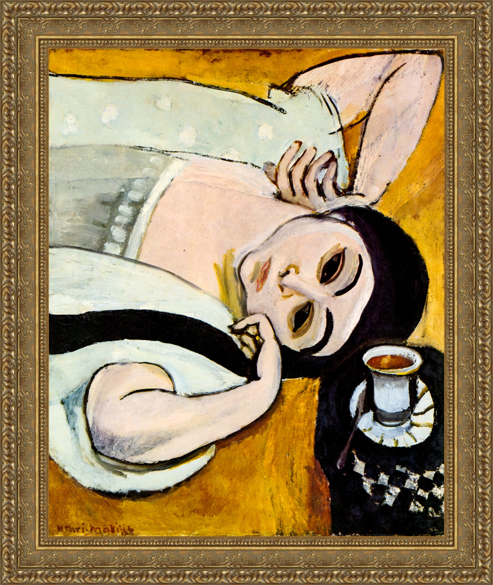 Laurette's Head with a Coffee Cup (Tête de Laurette avec une tasse de café) – Henri Matisse, c. 1917