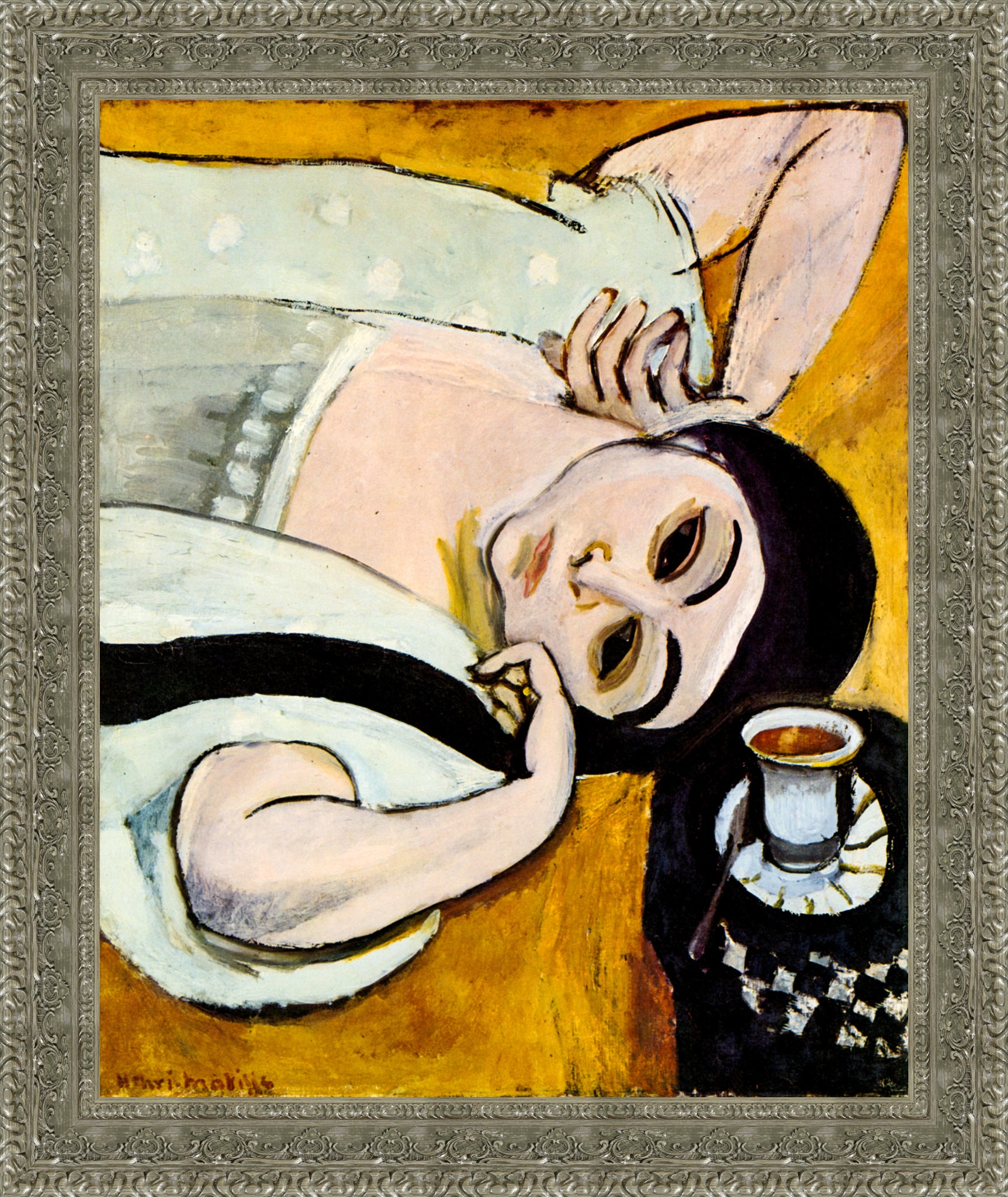 Laurette's Head with a Coffee Cup (Tête de Laurette avec une tasse de café) – Henri Matisse, c. 1917