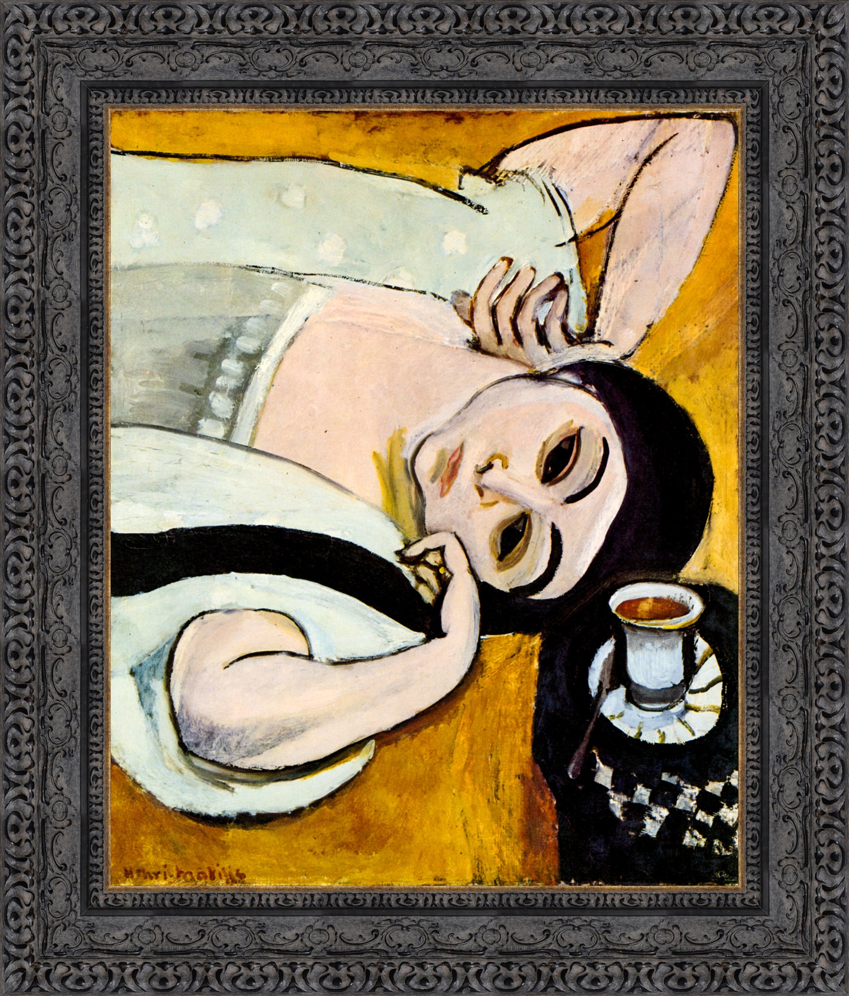 Laurette's Head with a Coffee Cup (Tête de Laurette avec une tasse de café) – Henri Matisse, c. 1917