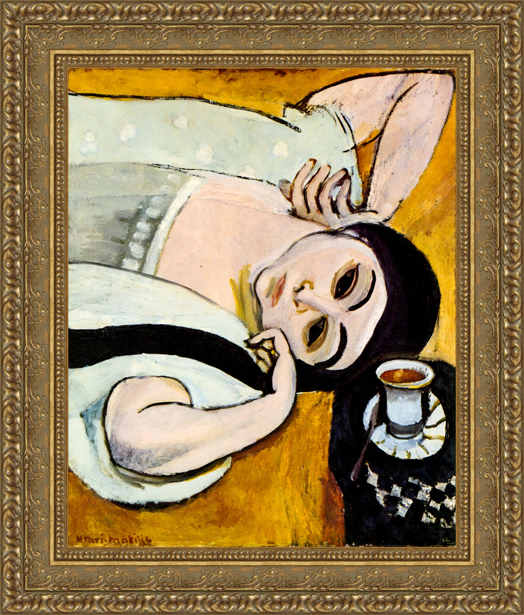 Laurette's Head with a Coffee Cup (Tête de Laurette avec une tasse de café) – Henri Matisse, c. 1917