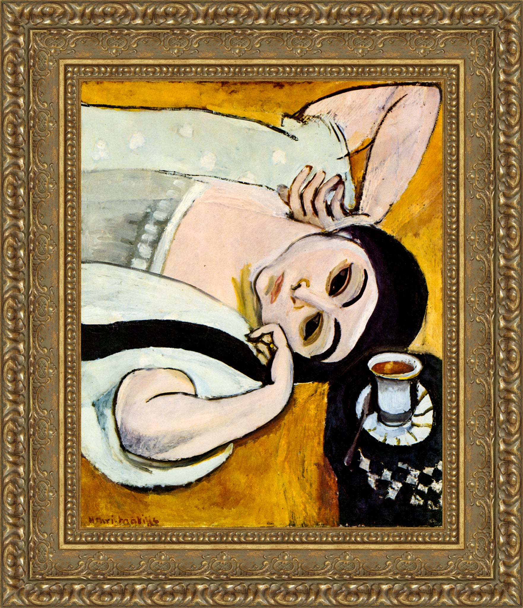 Laurette's Head with a Coffee Cup (Tête de Laurette avec une tasse de café) – Henri Matisse, c. 1917