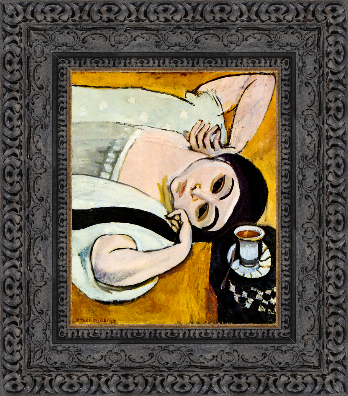 Laurette's Head with a Coffee Cup (Tête de Laurette avec une tasse de café) – Henri Matisse, c. 1917
