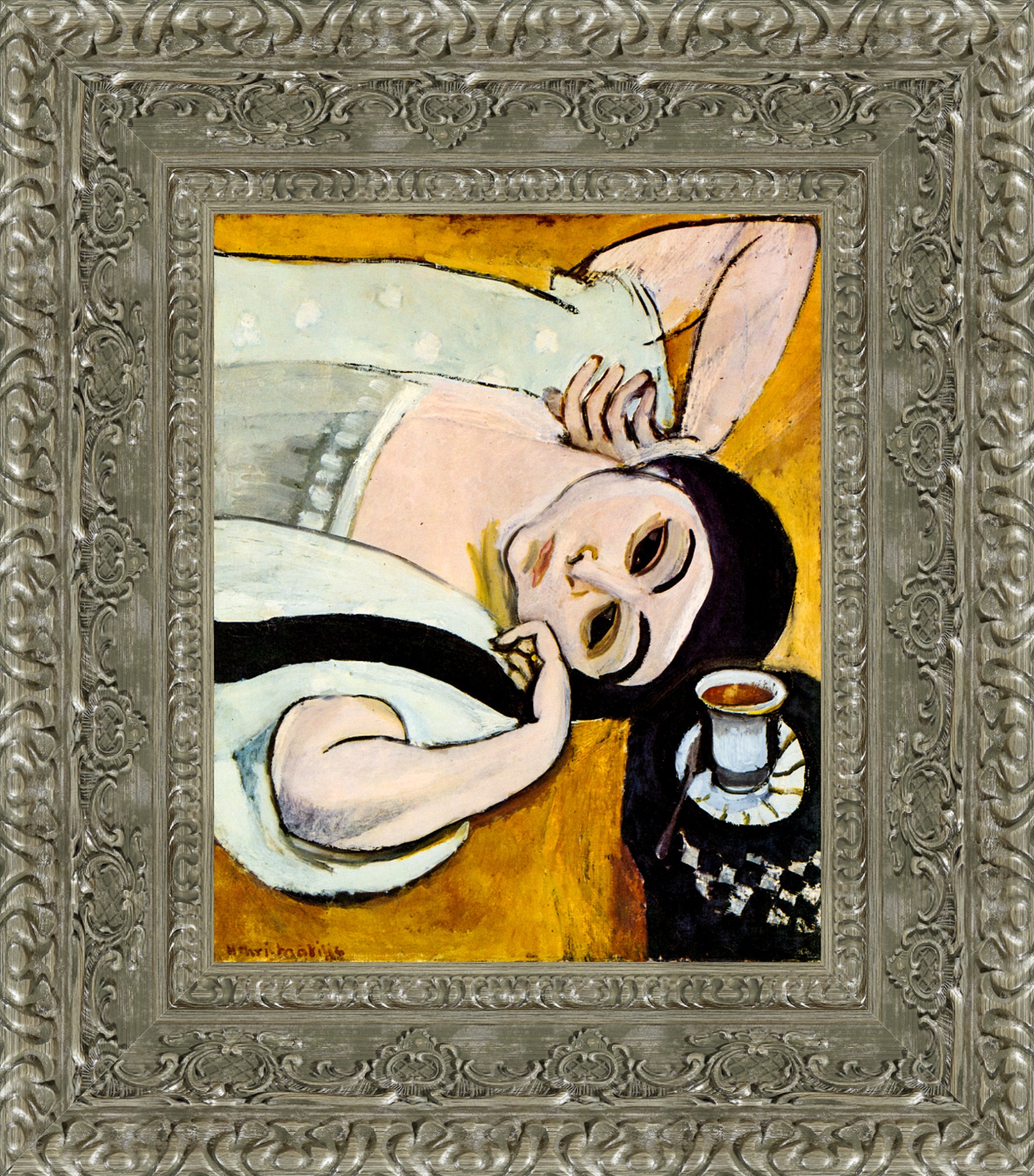 Laurette's Head with a Coffee Cup (Tête de Laurette avec une tasse de café) – Henri Matisse, c. 1917