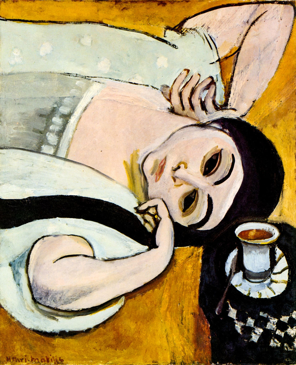 Laurette's Head with a Coffee Cup – Henri Matisse, 1917, framed