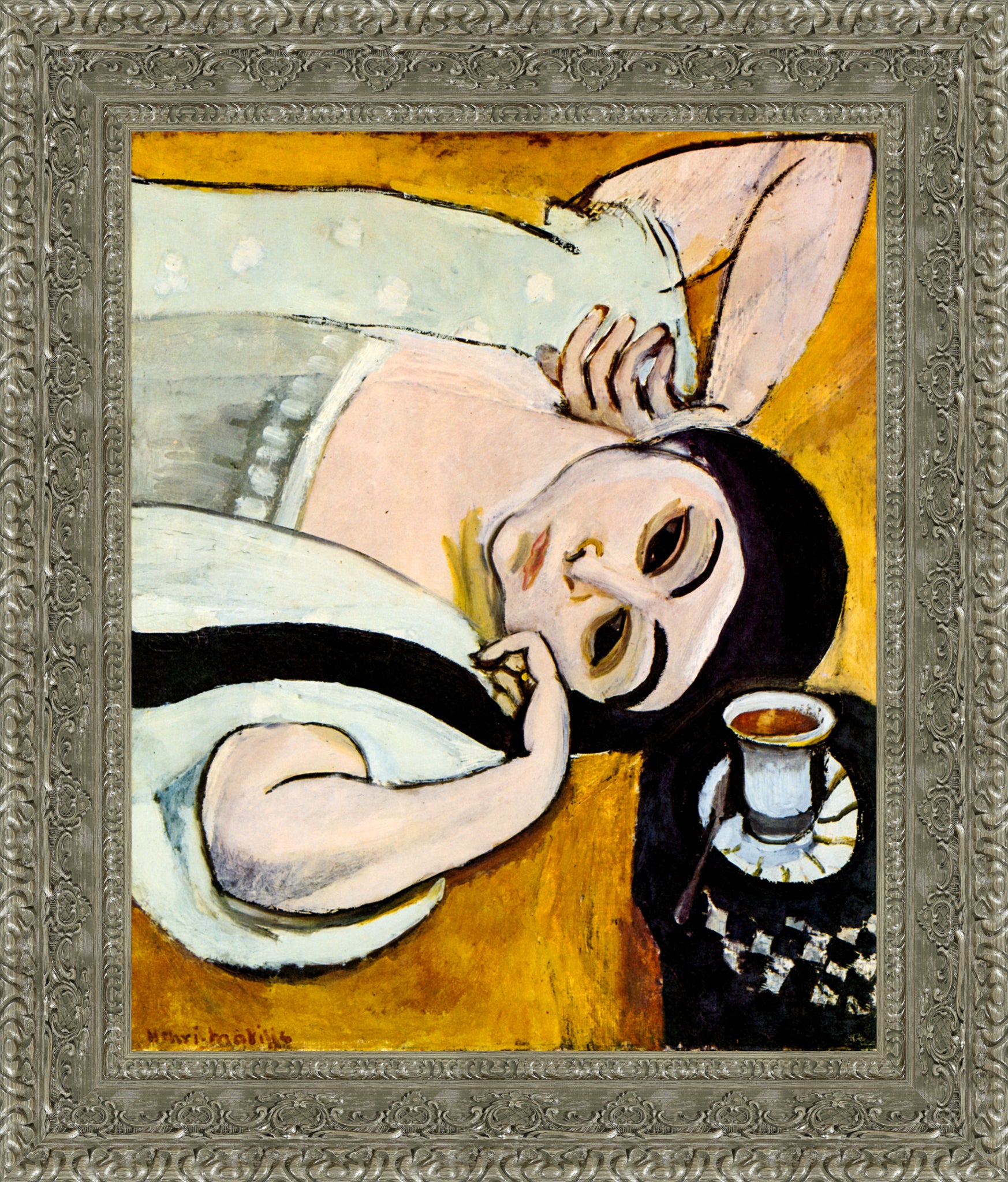 Laurette's Head with a Coffee Cup (Tête de Laurette avec une tasse de café) – Henri Matisse, c. 1917