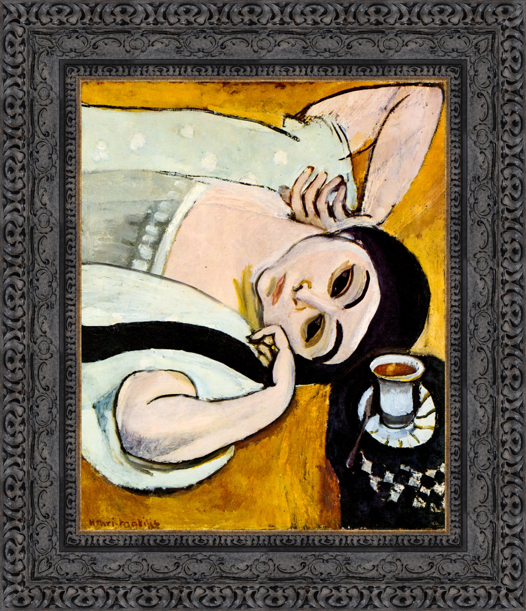 Laurette's Head with a Coffee Cup (Tête de Laurette avec une tasse de café) – Henri Matisse, c. 1917