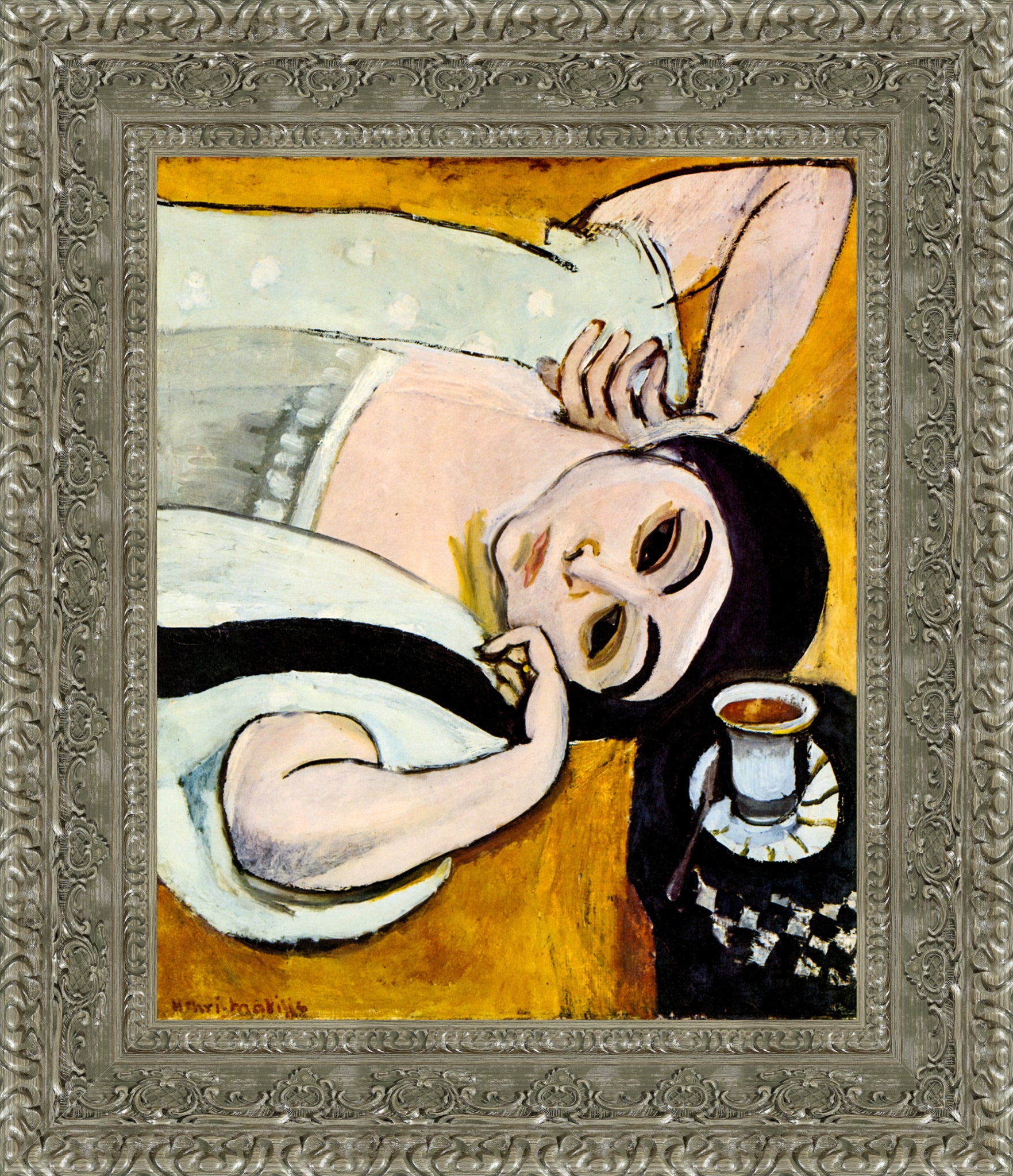 Laurette's Head with a Coffee Cup (Tête de Laurette avec une tasse de café) – Henri Matisse, c. 1917