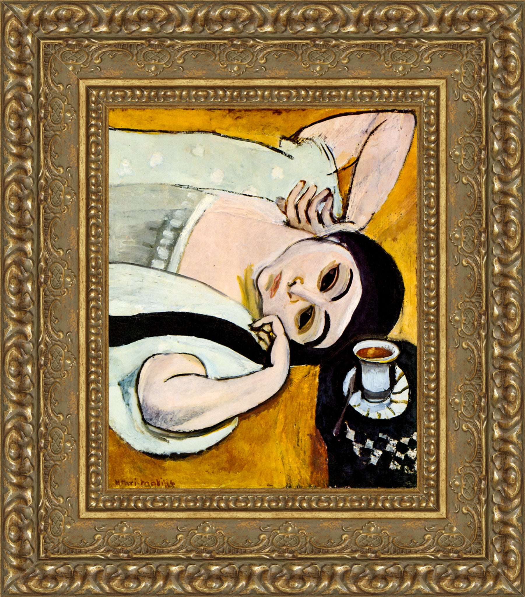Laurette's Head with a Coffee Cup (Tête de Laurette avec une tasse de café) – Henri Matisse, c. 1917