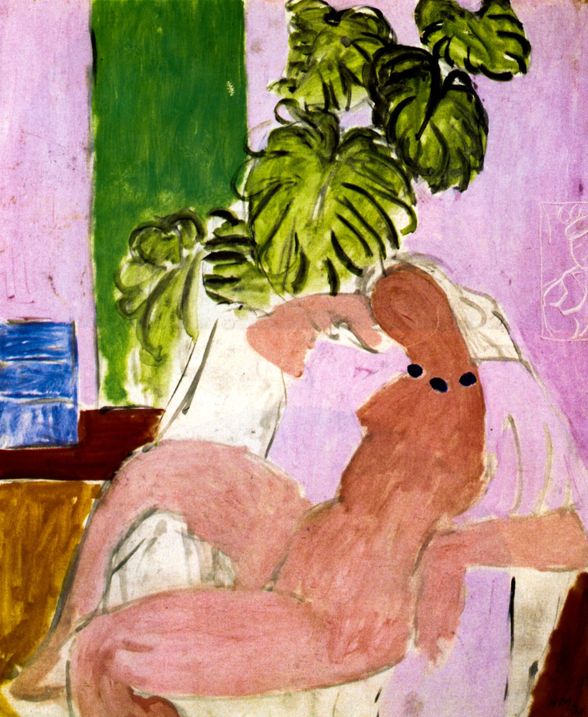 Nude in a Chair with Green Plants – Henri Matisse, 1937, framed