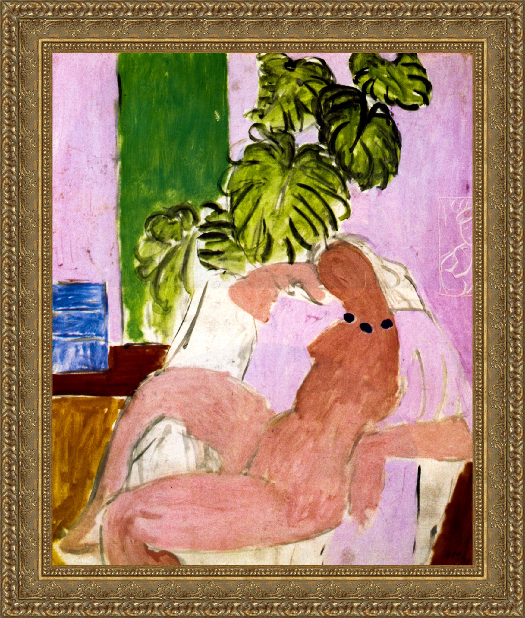 Nude In Chair Green Plants