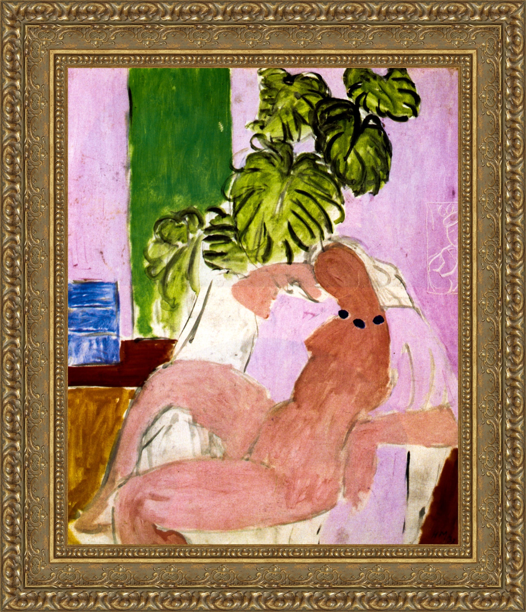 Nude In Chair Green Plants
