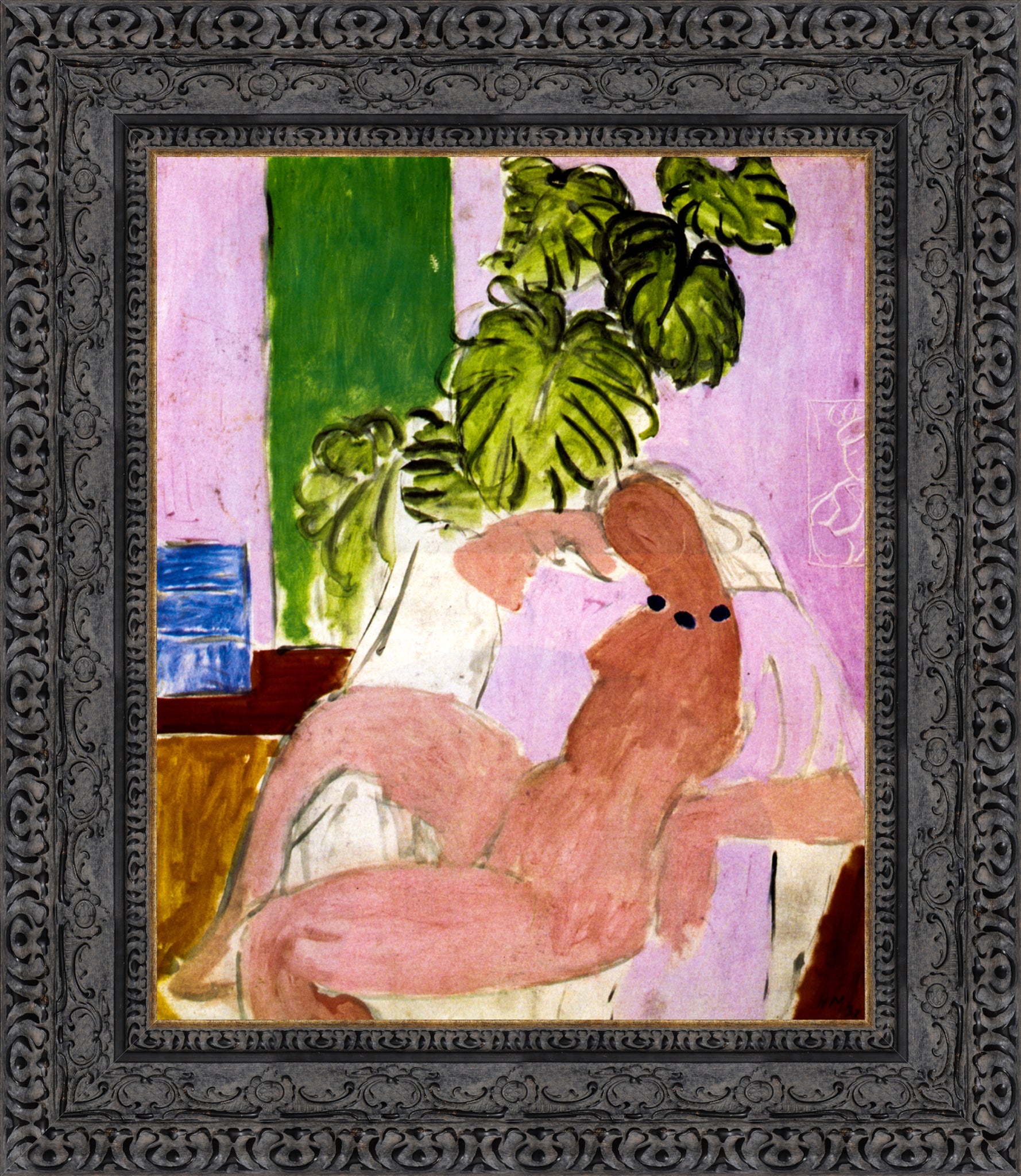 Nude In Chair Green Plants