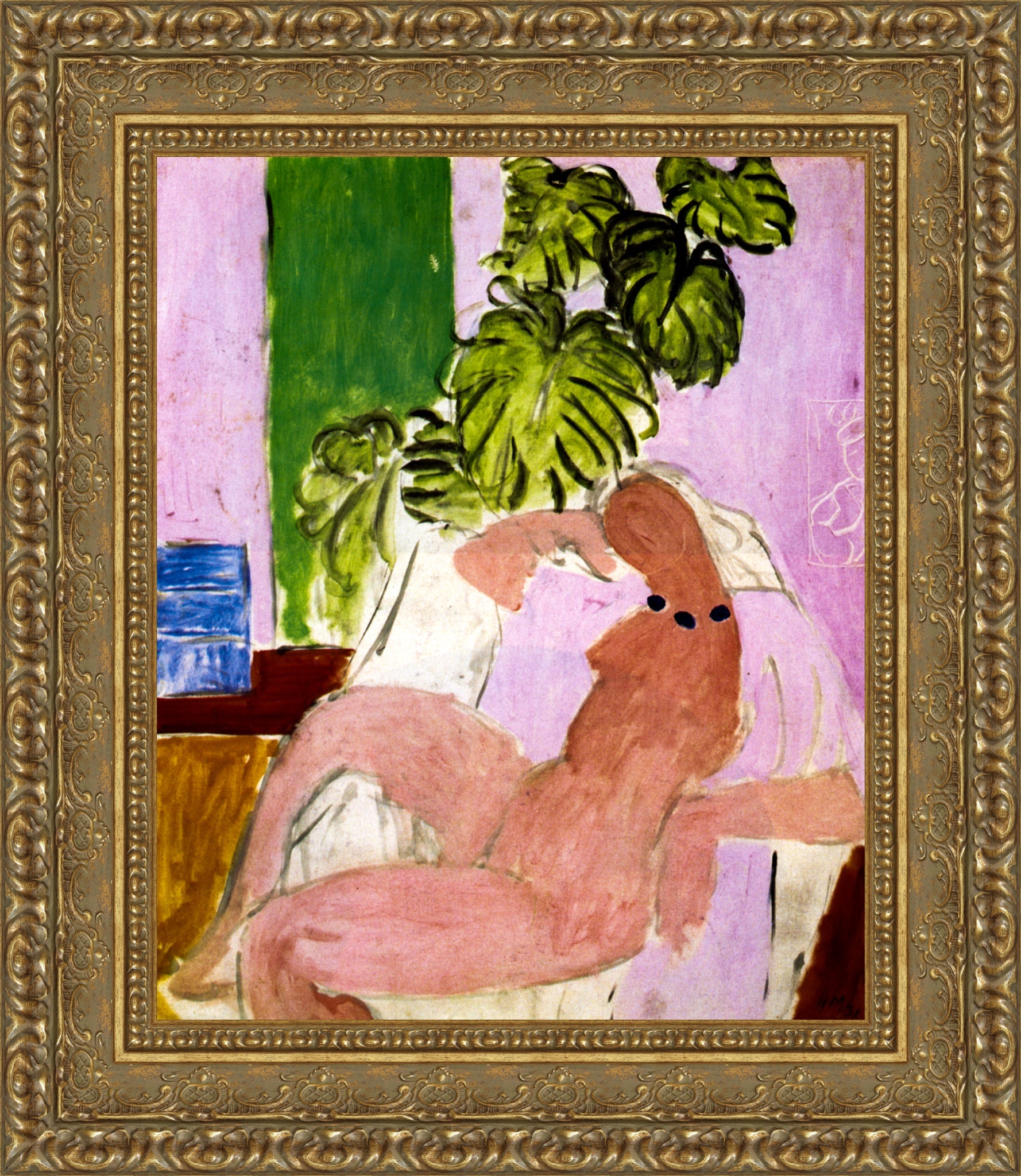 Nude In Chair Green Plants