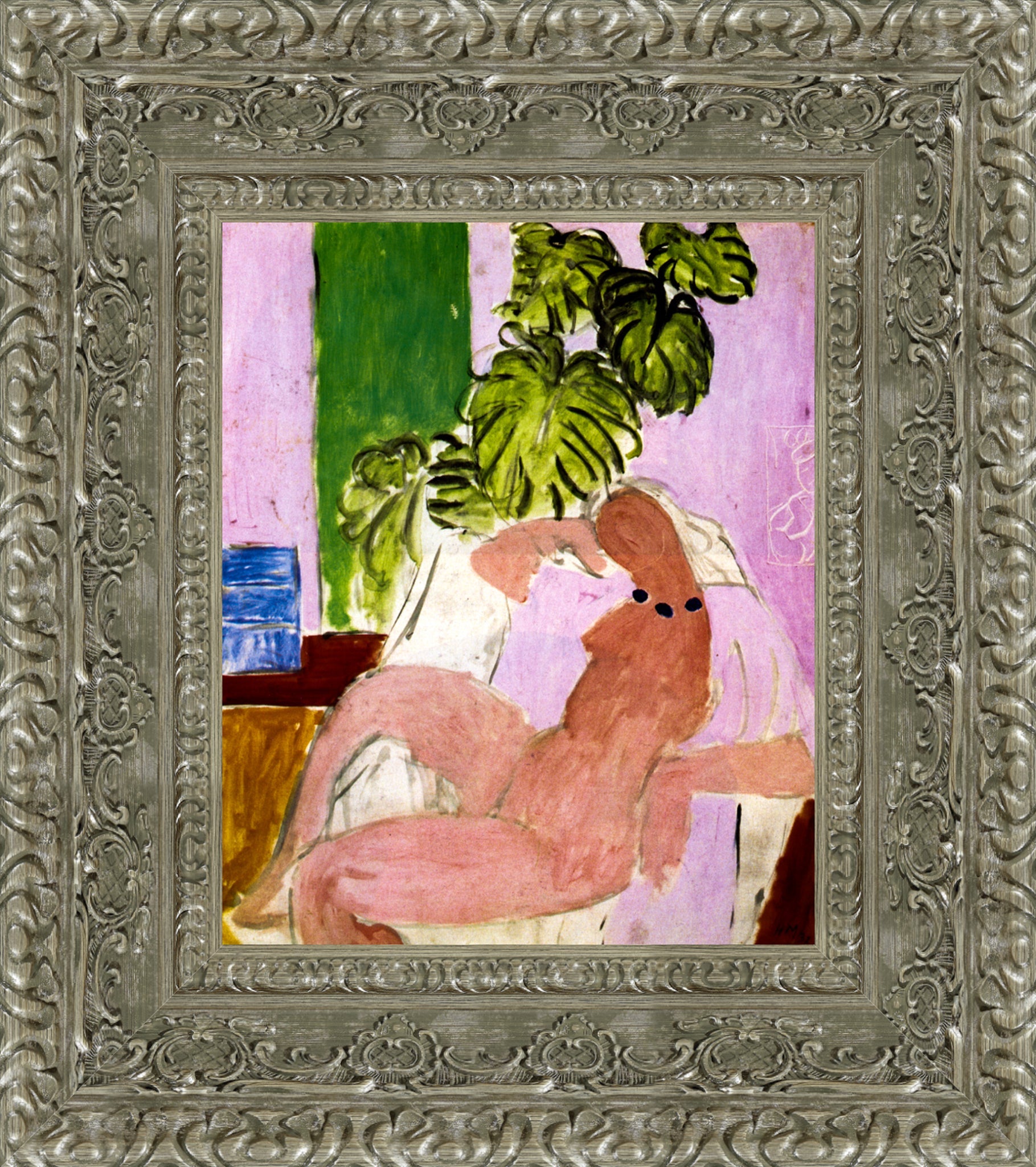 Nude In Chair Green Plants