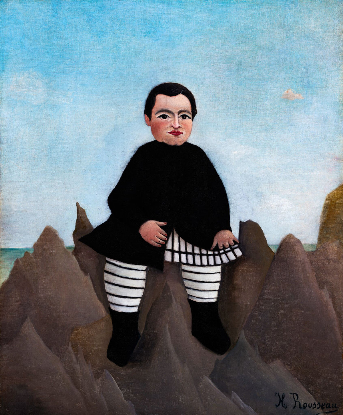Boy on the Rocks (L'Enfant sur les rochers) – Henri Rousseau, 1895, framed