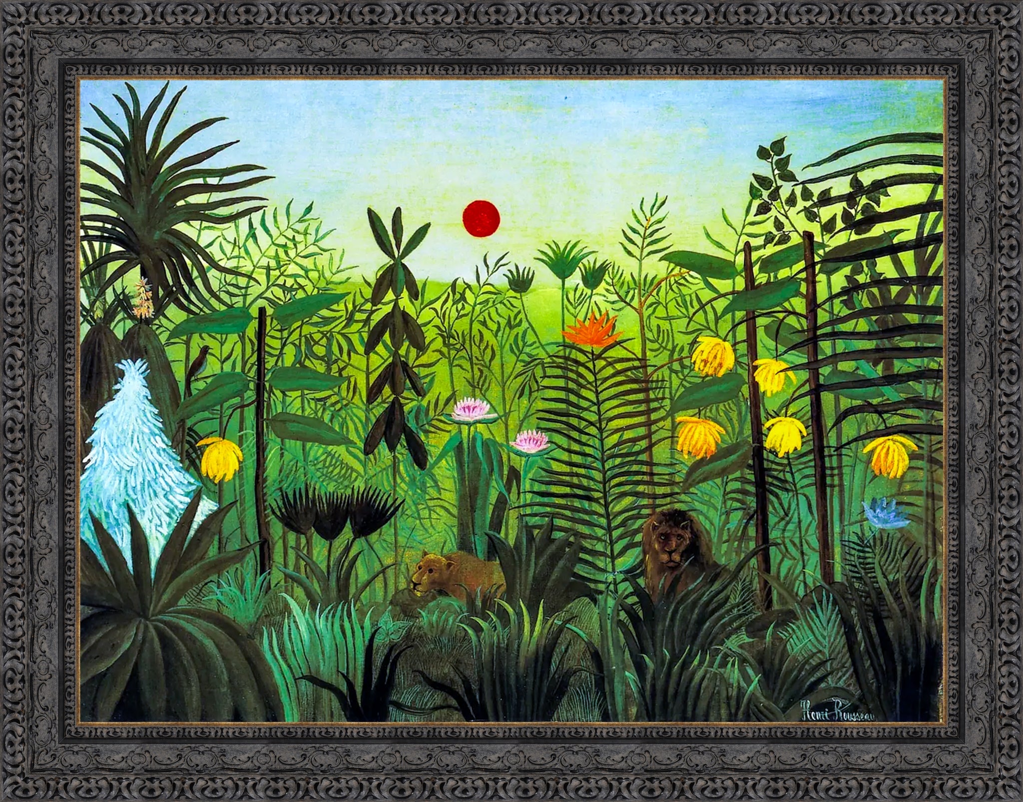Exotic Landscape with Lion and Lioness in Africa