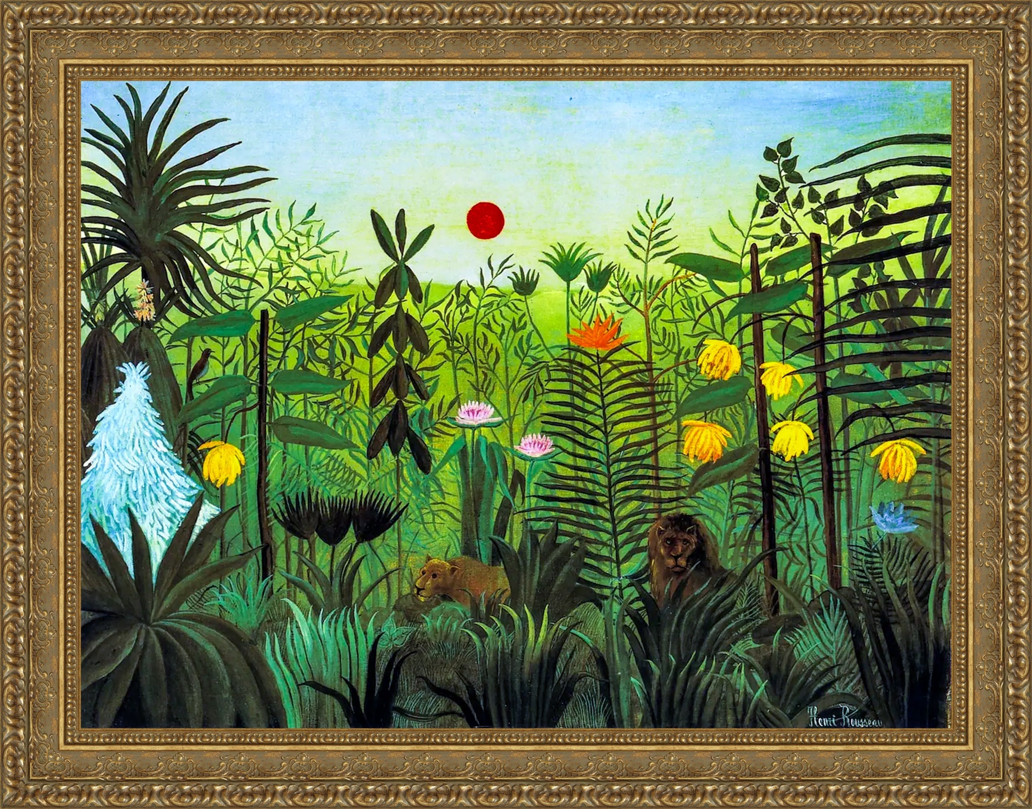 Exotic Landscape with Lion and Lioness in Africa