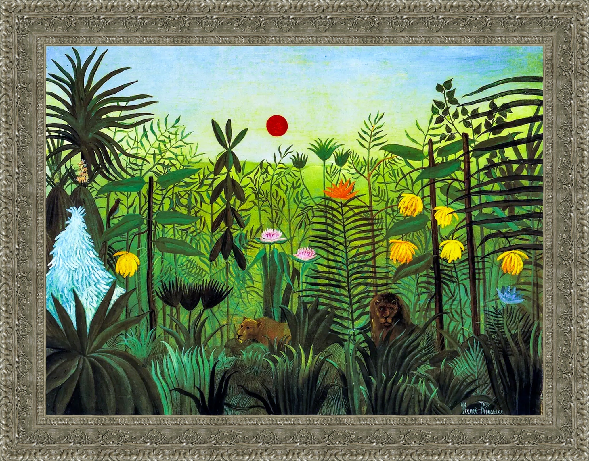 Exotic Landscape with Lion and Lioness in Africa