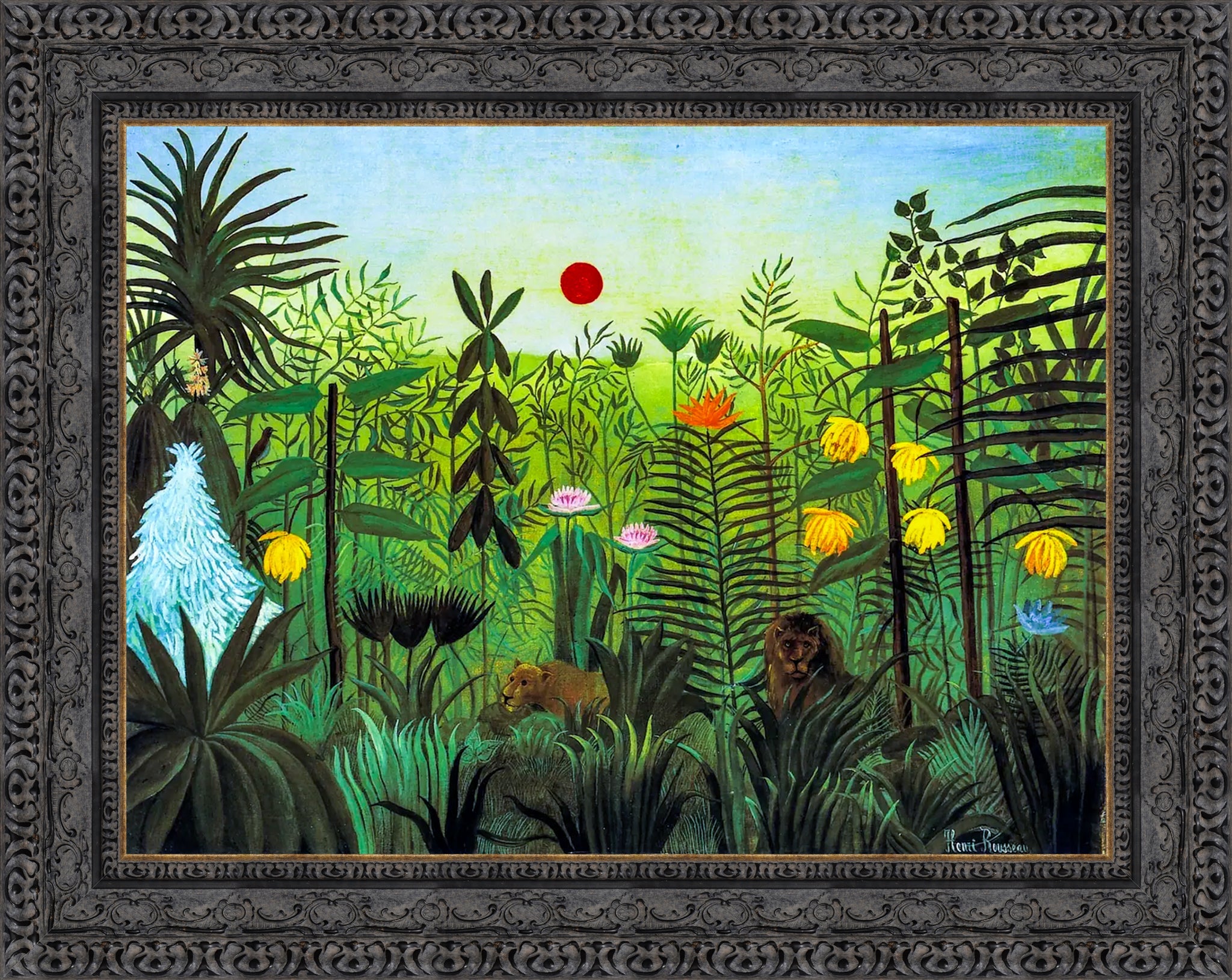 Exotic Landscape with Lion and Lioness in Africa