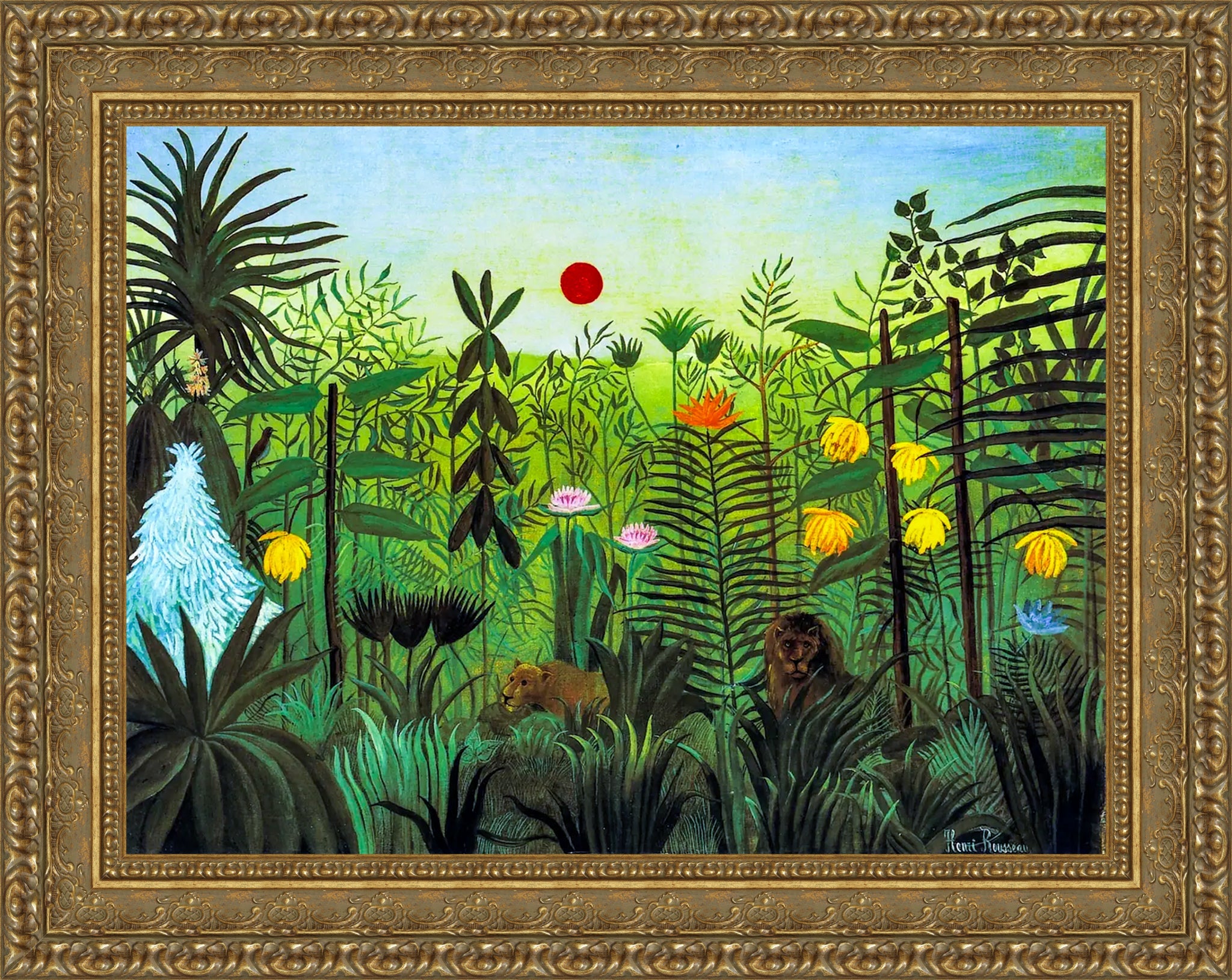 Exotic Landscape with Lion and Lioness in Africa