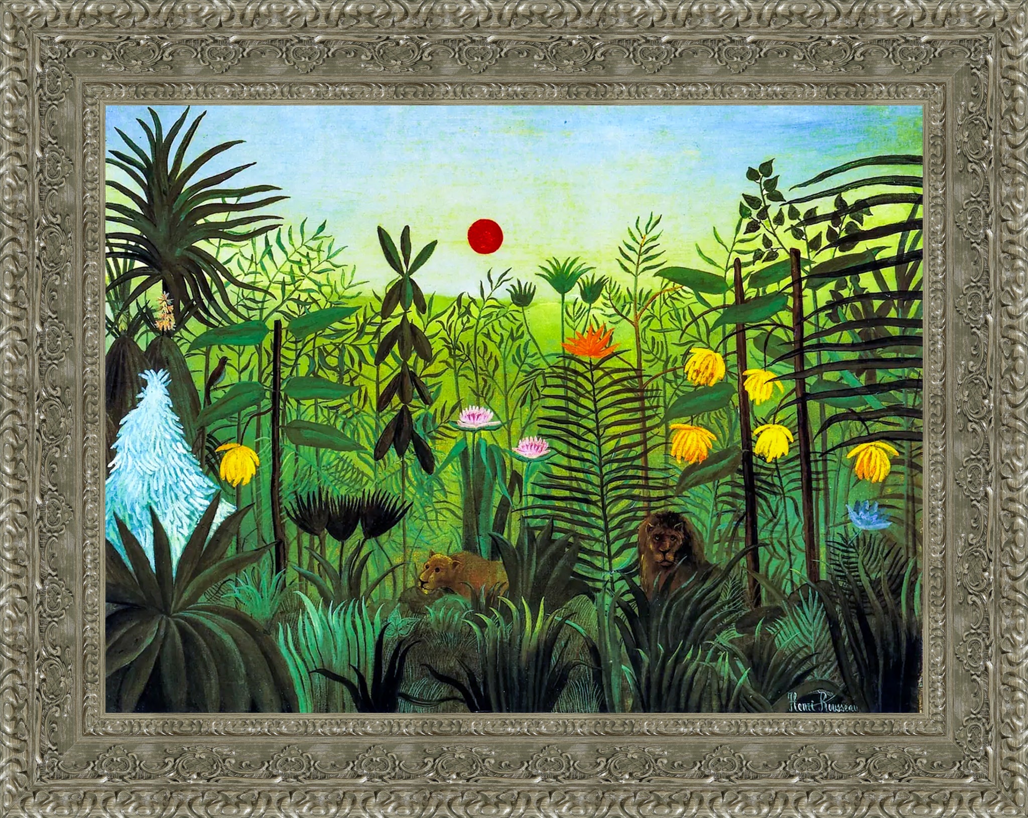 Exotic Landscape with Lion and Lioness in Africa