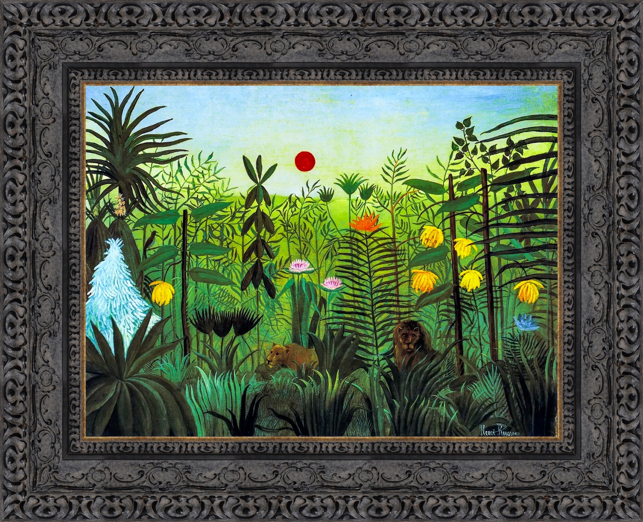 Exotic Landscape with Lion and Lioness in Africa