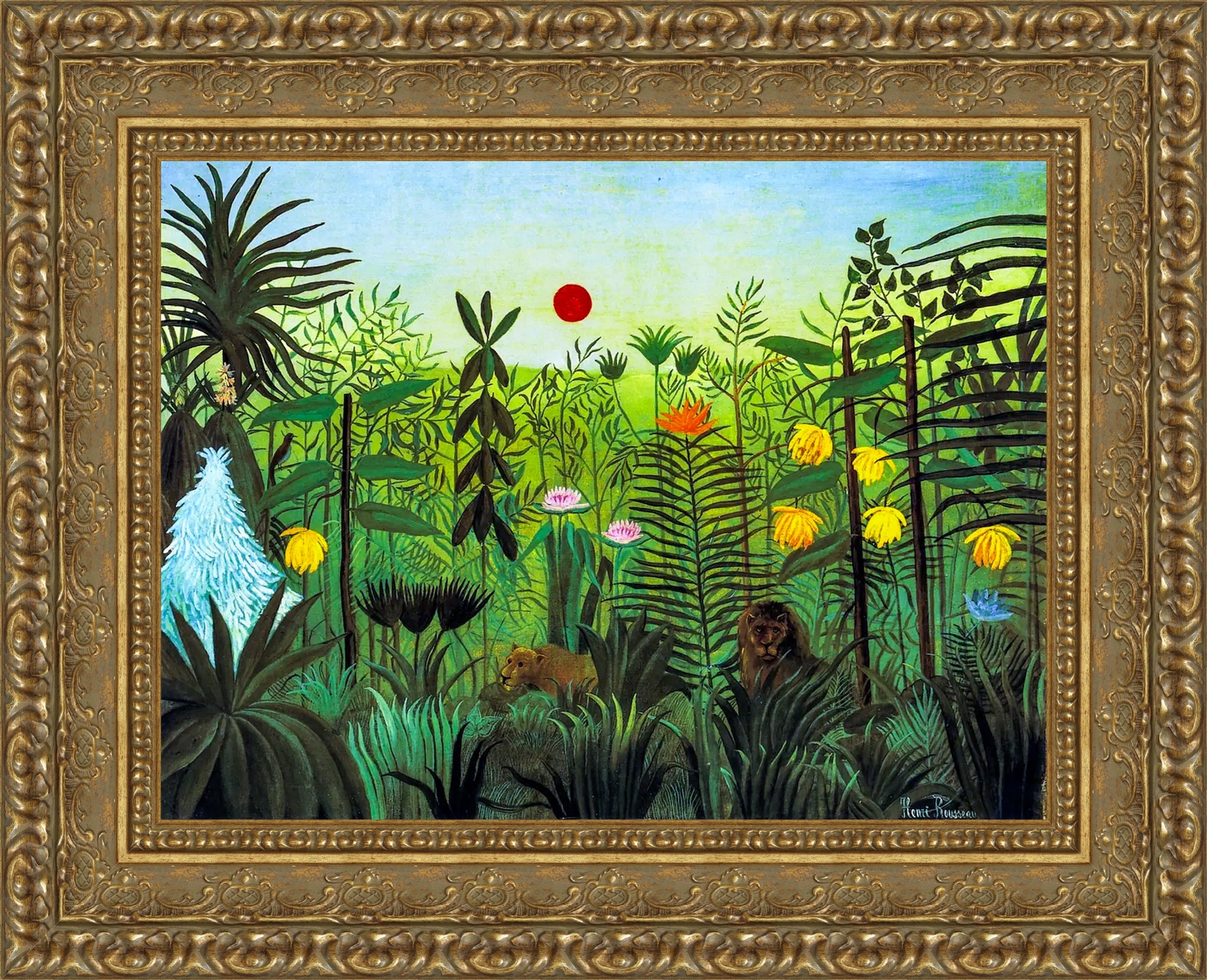 Exotic Landscape with Lion and Lioness in Africa