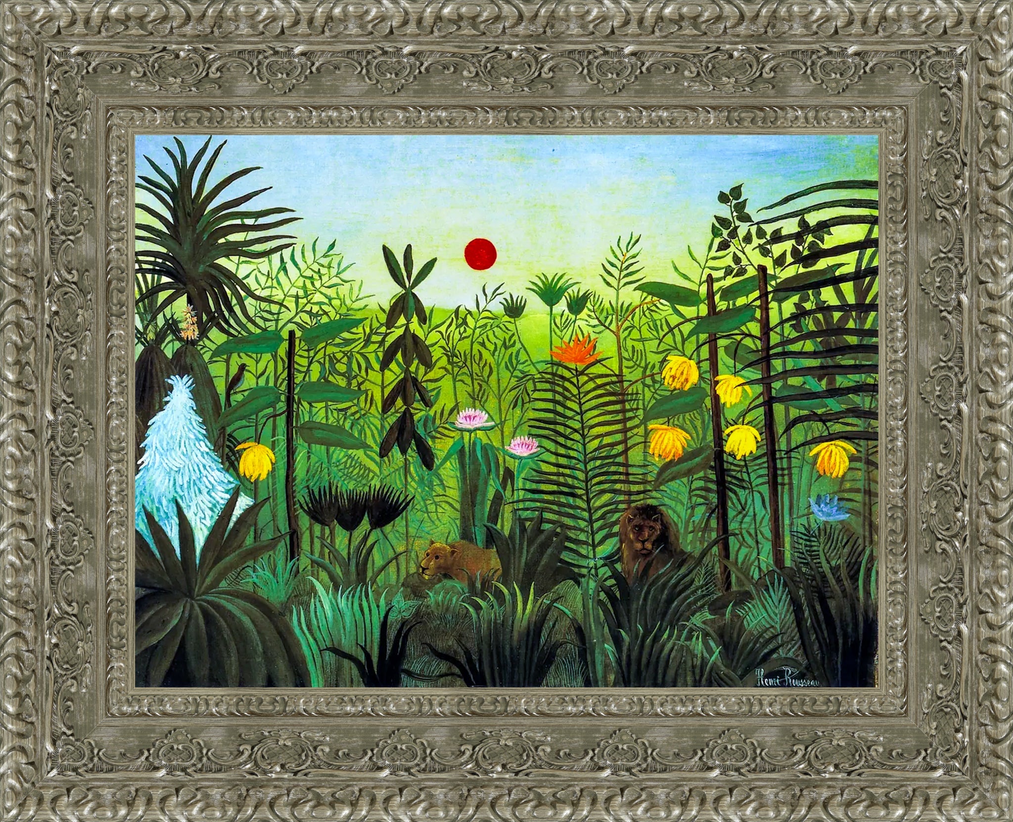 Exotic Landscape with Lion and Lioness in Africa