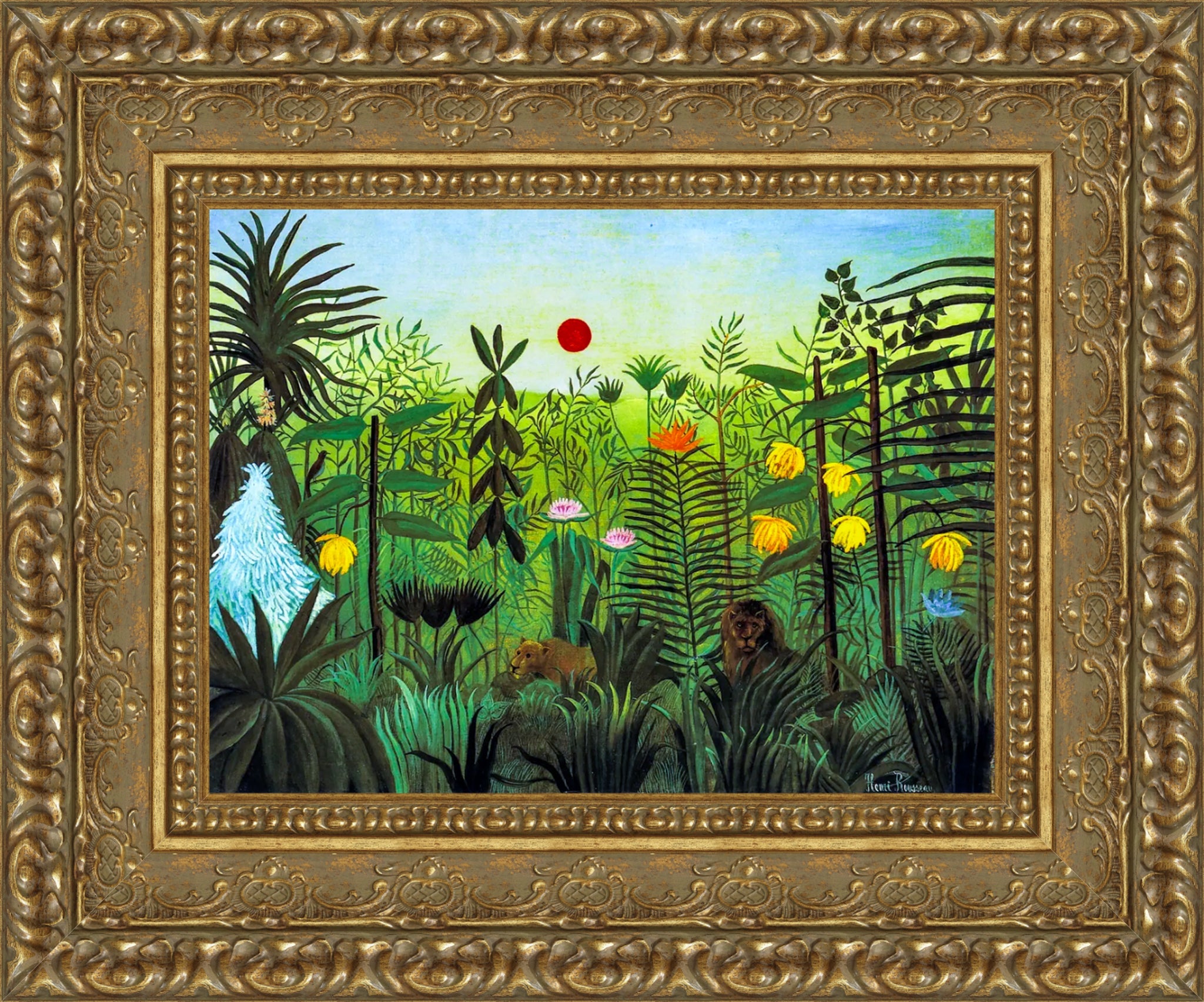 Exotic Landscape with Lion and Lioness in Africa