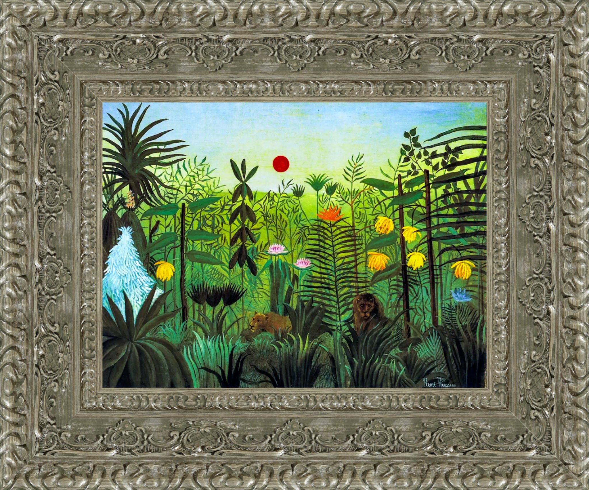 Exotic Landscape with Lion and Lioness in Africa