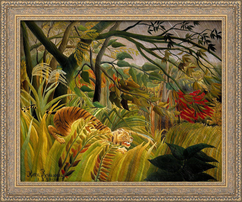 Tiger in a Tropical Storm (Surprised!) (Tigre dans une tempête tropicale (Surpris !)) – Henri Rousseau, 1891
