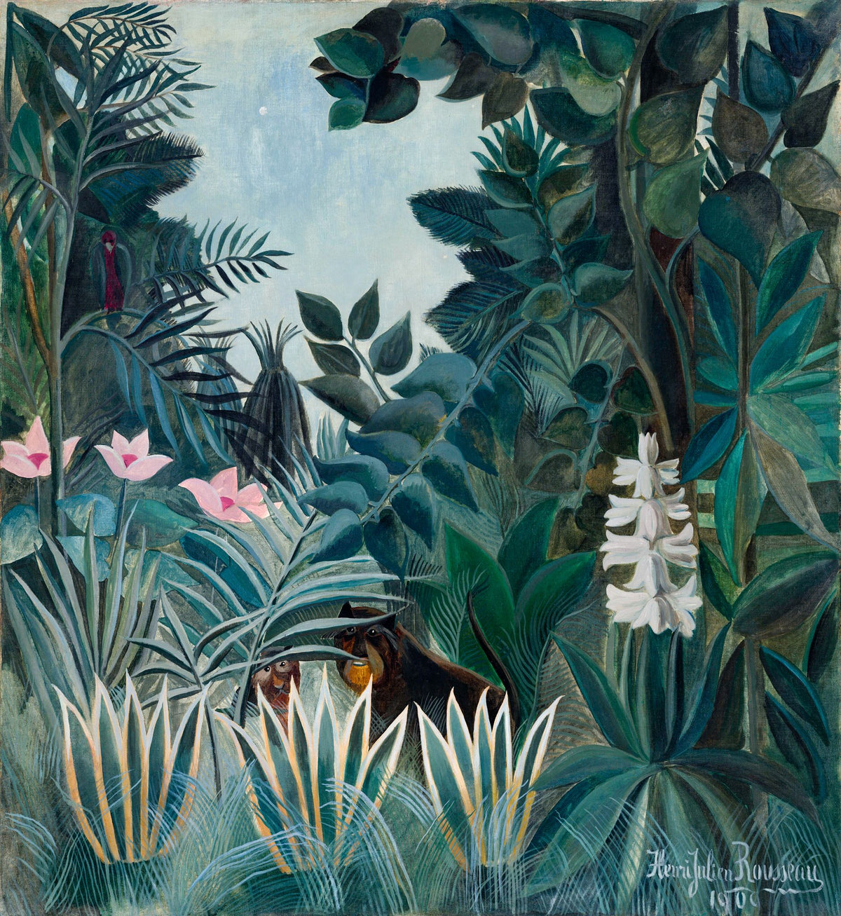 The Equatorial Jungle (La forêt tropicale) – Henri Rousseau, 1909, framed