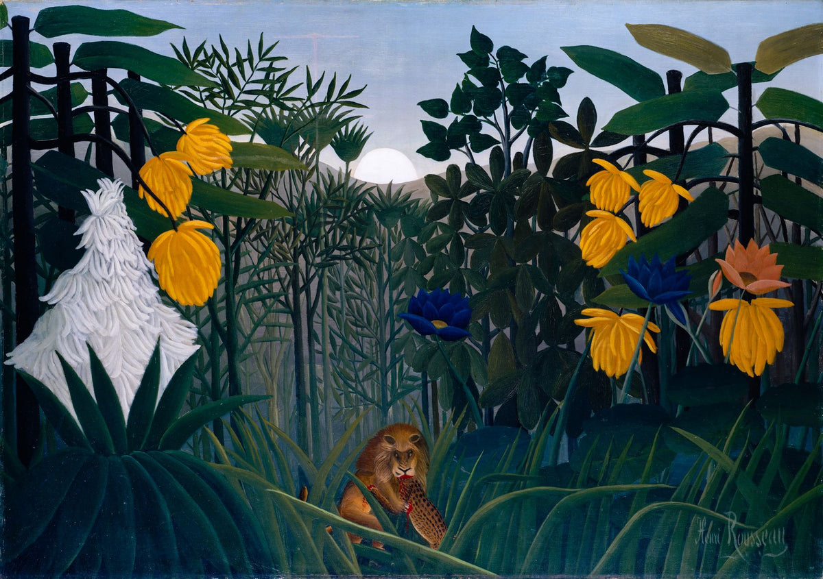 The Repast of the Lion (Le Repas du lion) – Henri Rousseau, 1907, framed