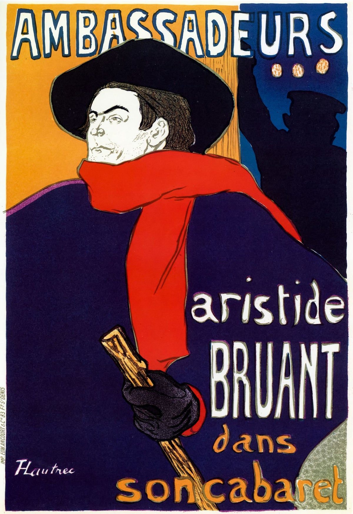 Ambassadeurs: Aristide Bruant dans son cabaret – Henri de Toulouse-Lautrec, 1892, framed