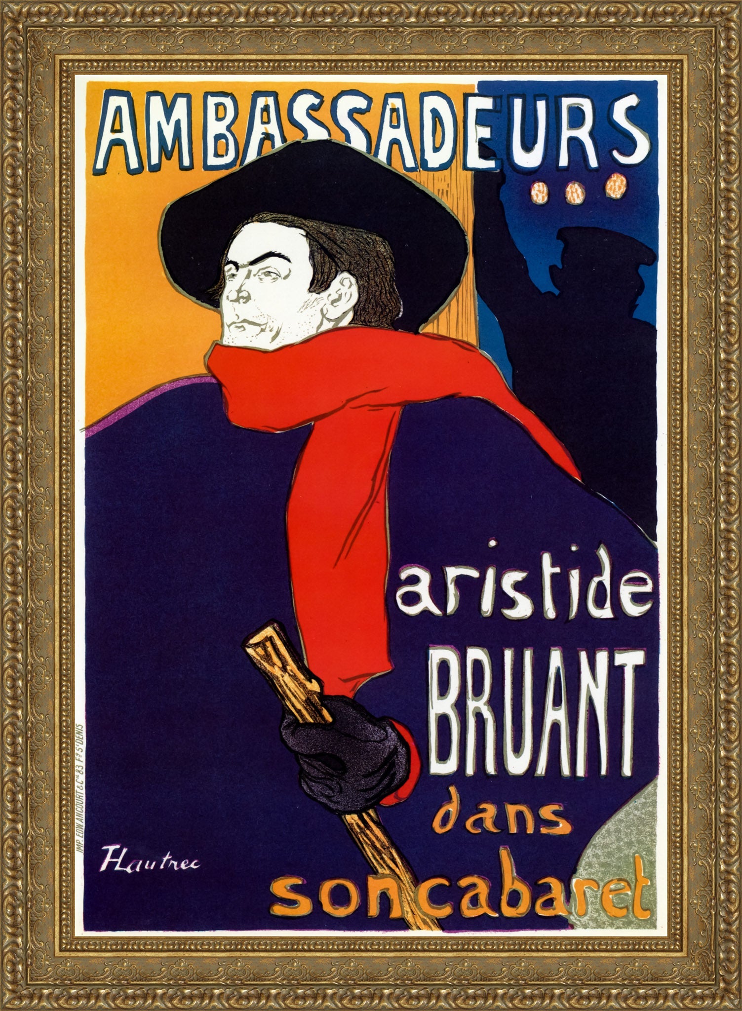 Ambassadeurs: Aristide Bruant dans son cabaret – Henri de Toulouse - Lautrec, 1892 - Canvas Classics