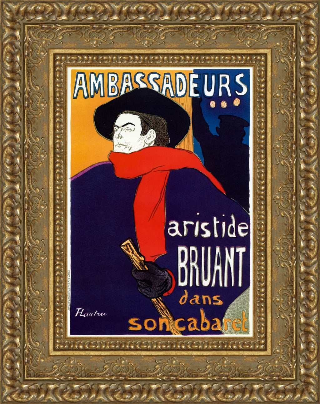 Ambassadeurs: Aristide Bruant dans son cabaret by Henri de Toulouse-Lautrec — Framed Giclee Canvas Print | Canvas Classics
