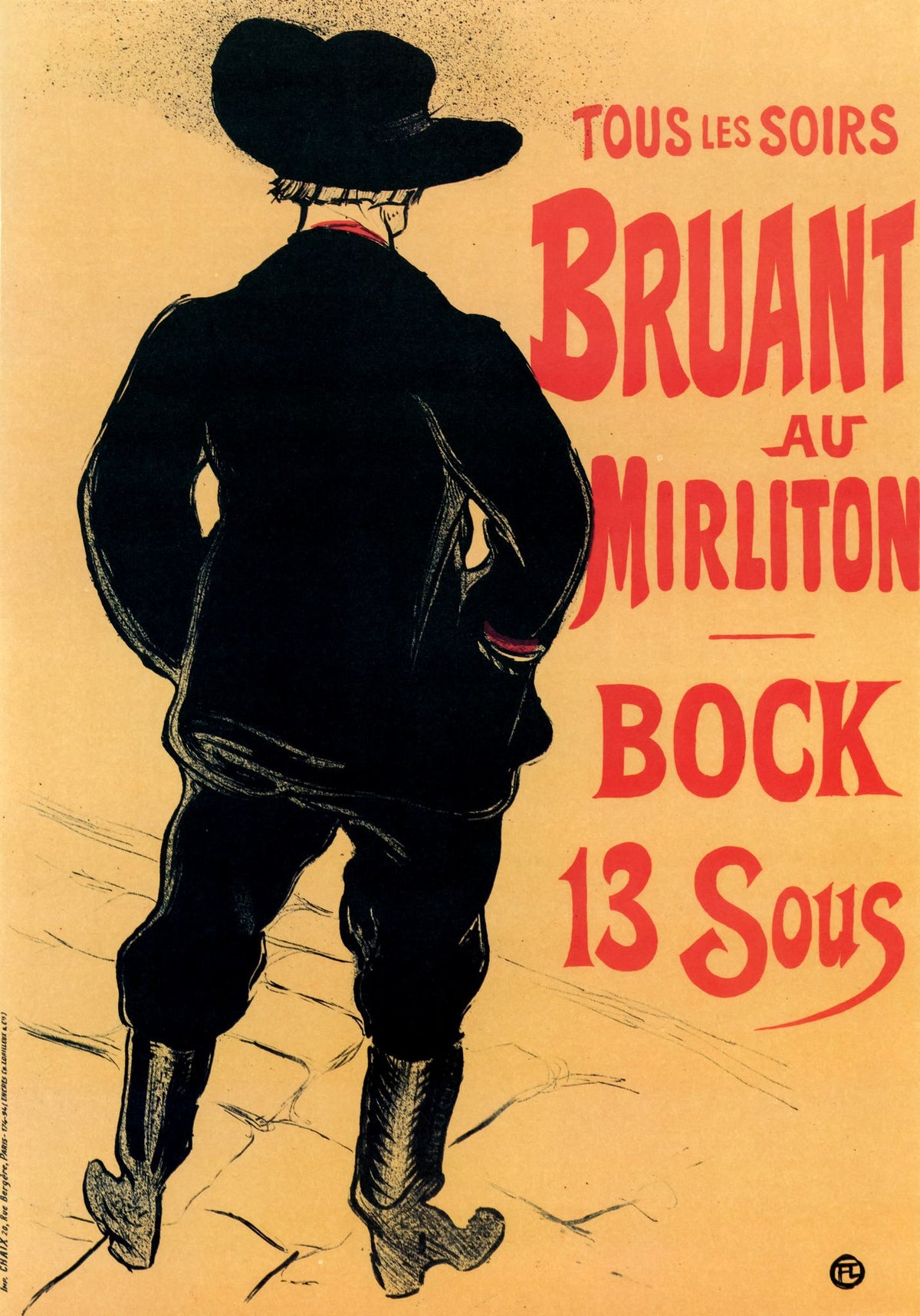 Bruant au Mirliton – Henri de Toulouse-Lautrec, 1894, framed