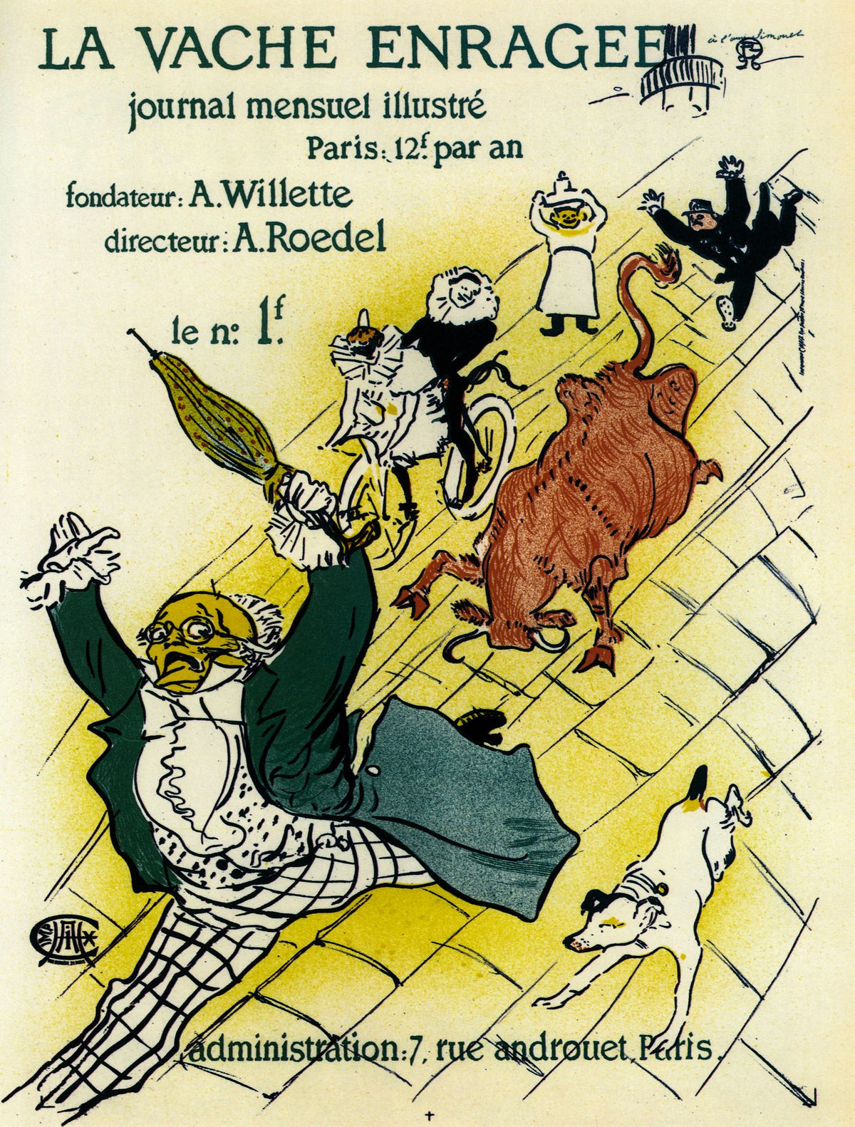 La Vache Enragée (The Mad Cow) – Henri de Toulouse-Lautrec, 1896, unframed