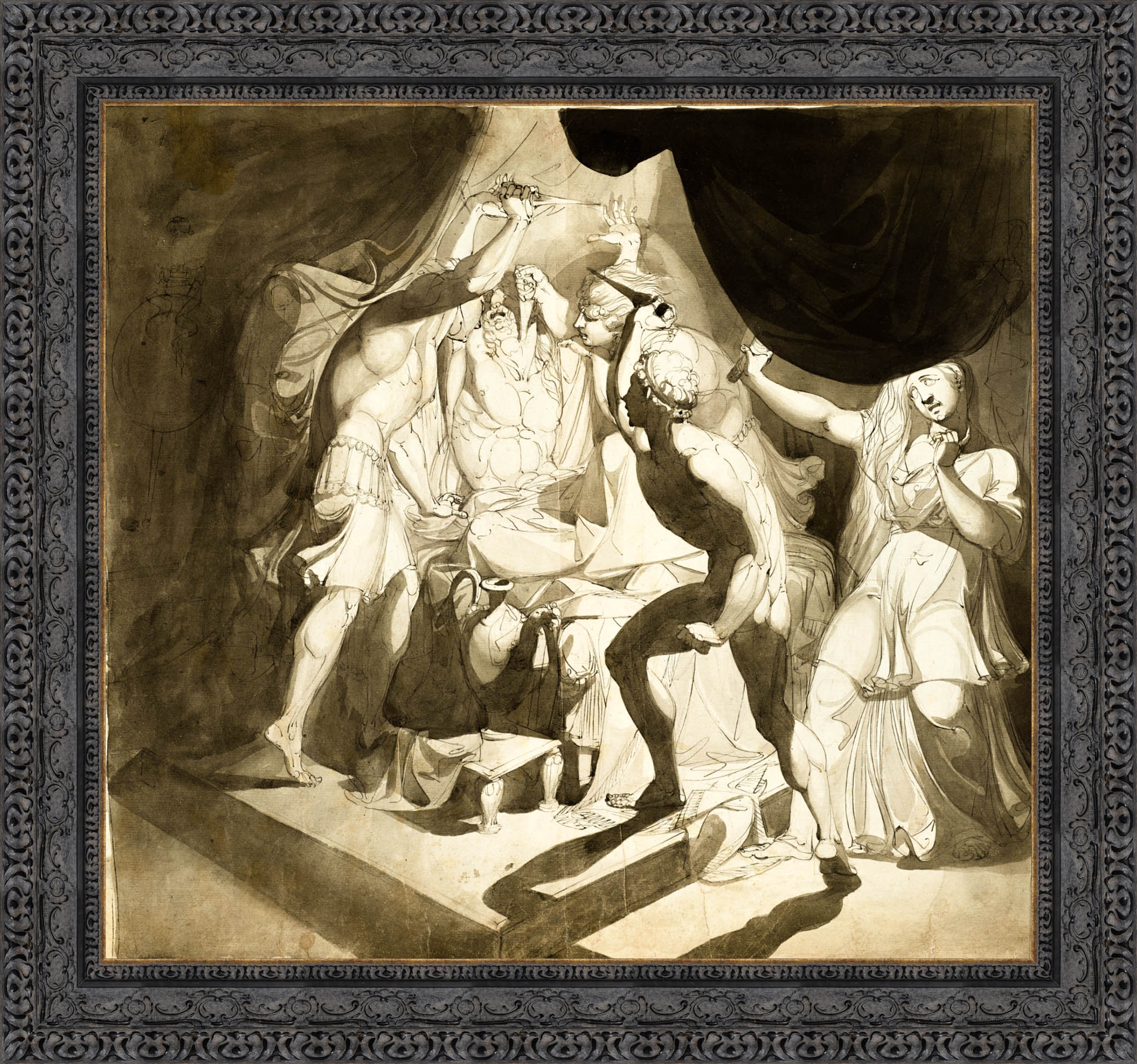 An Old Man Murdered By Three Younger Men by Henry Fuseli — Framed Giclee Canvas Print | Canvas Classics