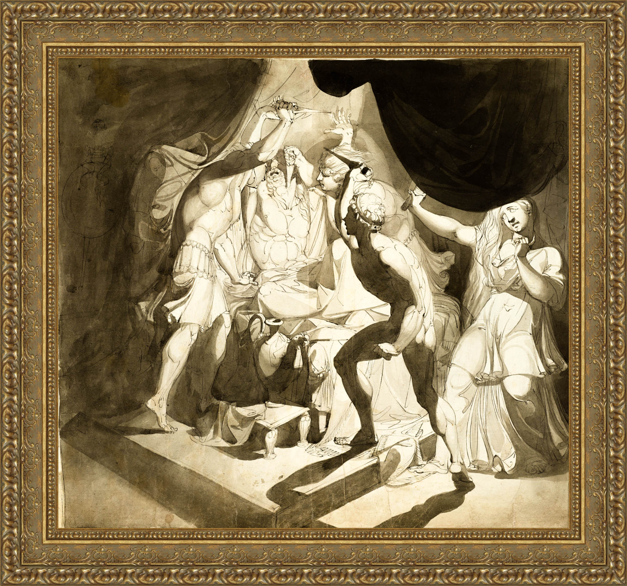 An Old Man Murdered By Three Younger Men by Henry Fuseli — Framed Giclee Canvas Print | Canvas Classics