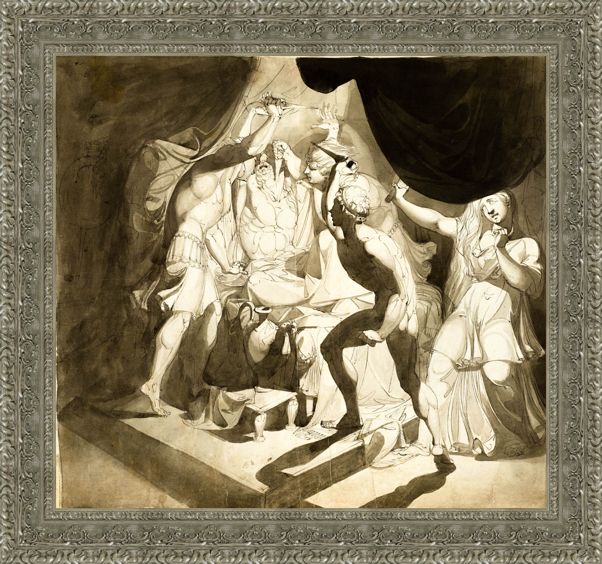 An Old Man Murdered By Three Younger Men by Henry Fuseli — Framed Giclee Canvas Print | Canvas Classics