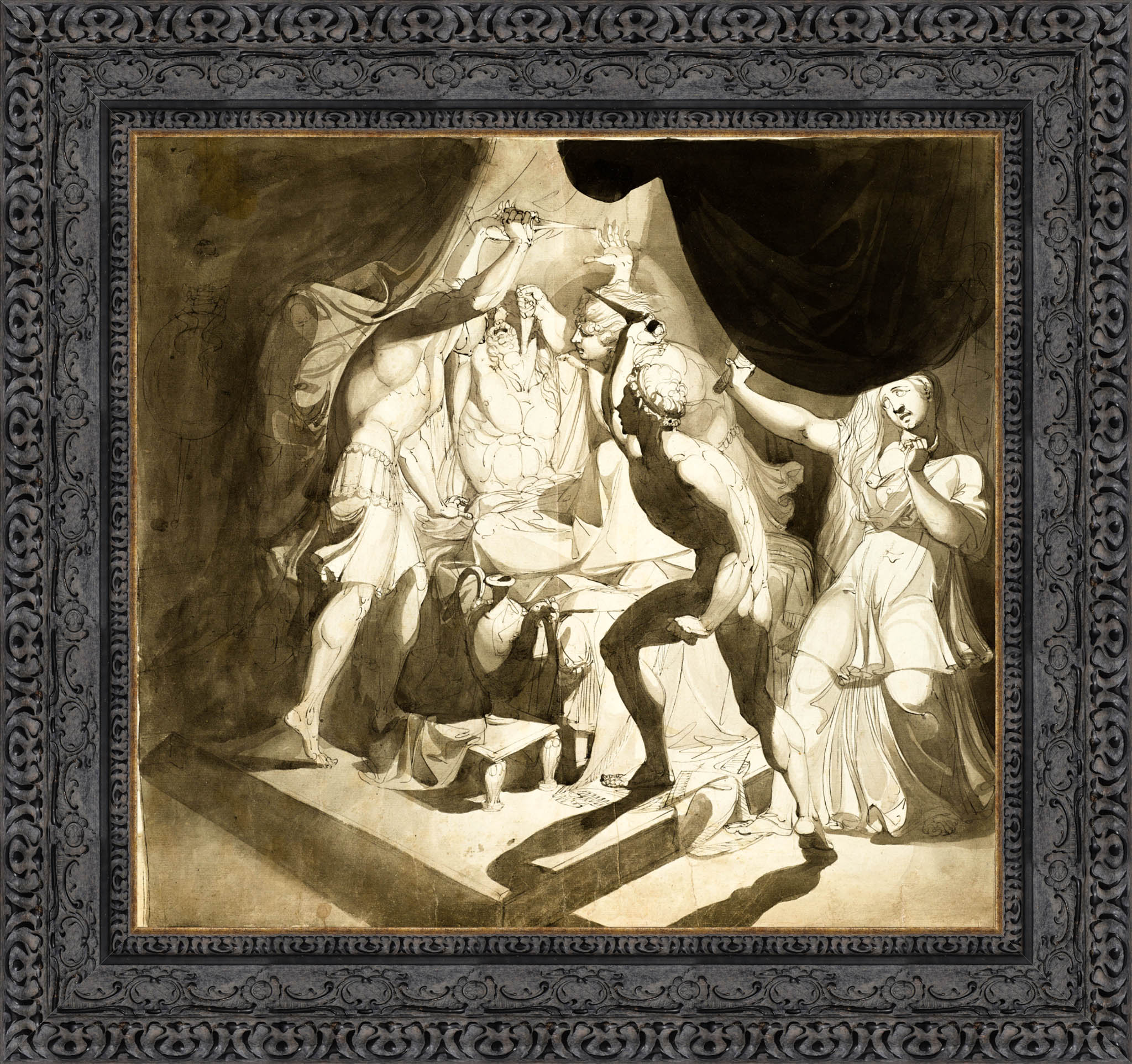 An Old Man Murdered By Three Younger Men by Henry Fuseli — Framed Giclee Canvas Print | Canvas Classics
