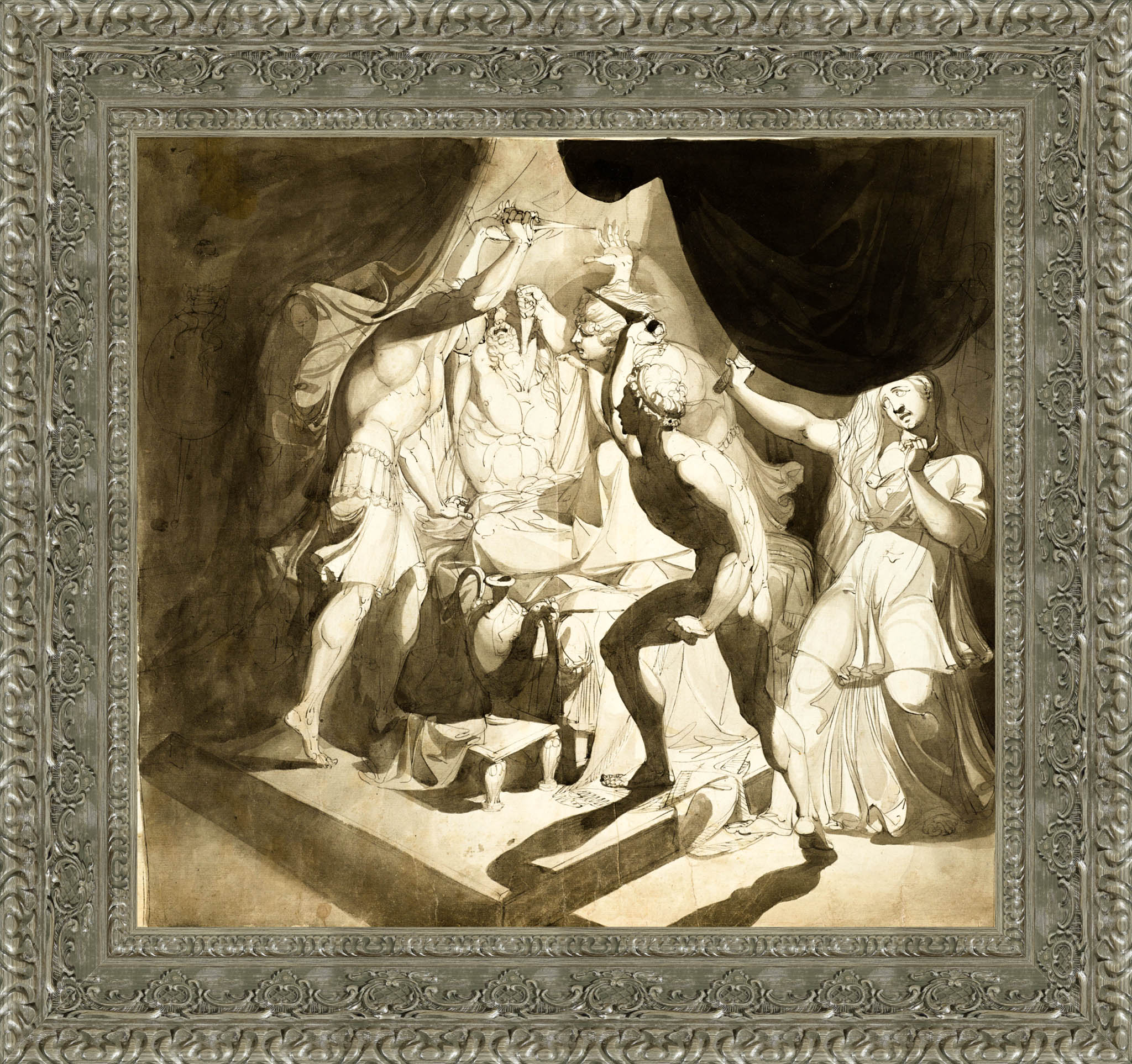 An Old Man Murdered By Three Younger Men by Henry Fuseli — Framed Giclee Canvas Print | Canvas Classics