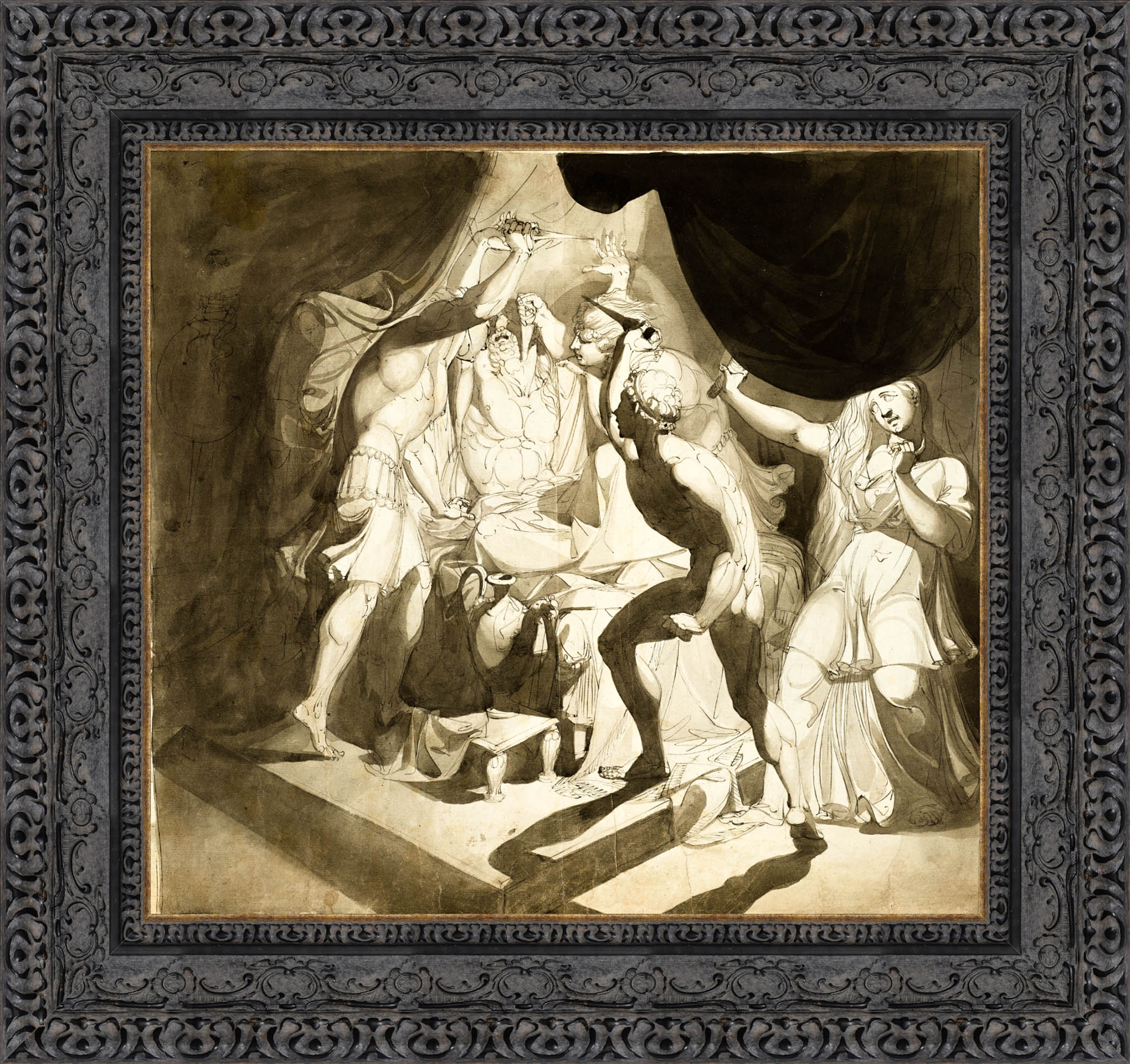 An Old Man Murdered By Three Younger Men by Henry Fuseli — Framed Giclee Canvas Print | Canvas Classics